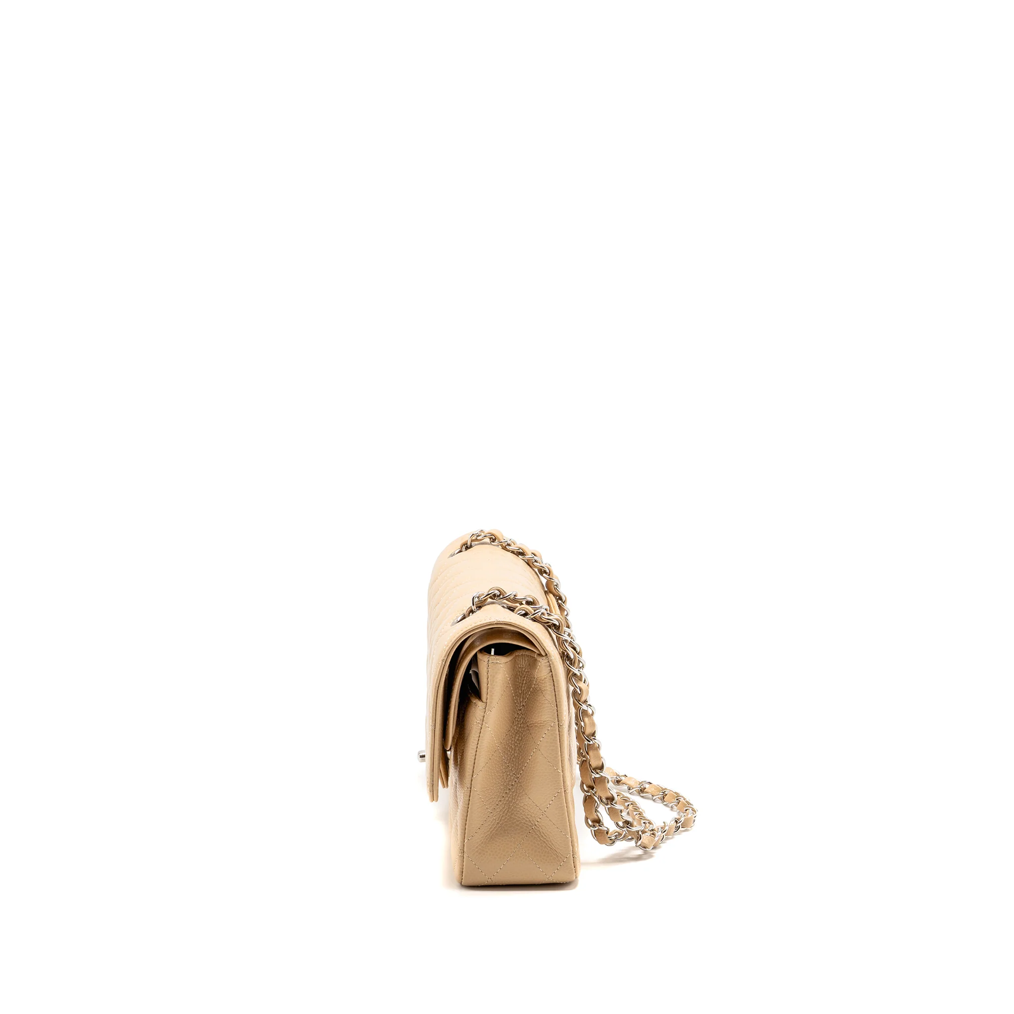 Chanel Medium Classic Double Flap Bag Caviar Beige SHW (Microchip) - Image 4
