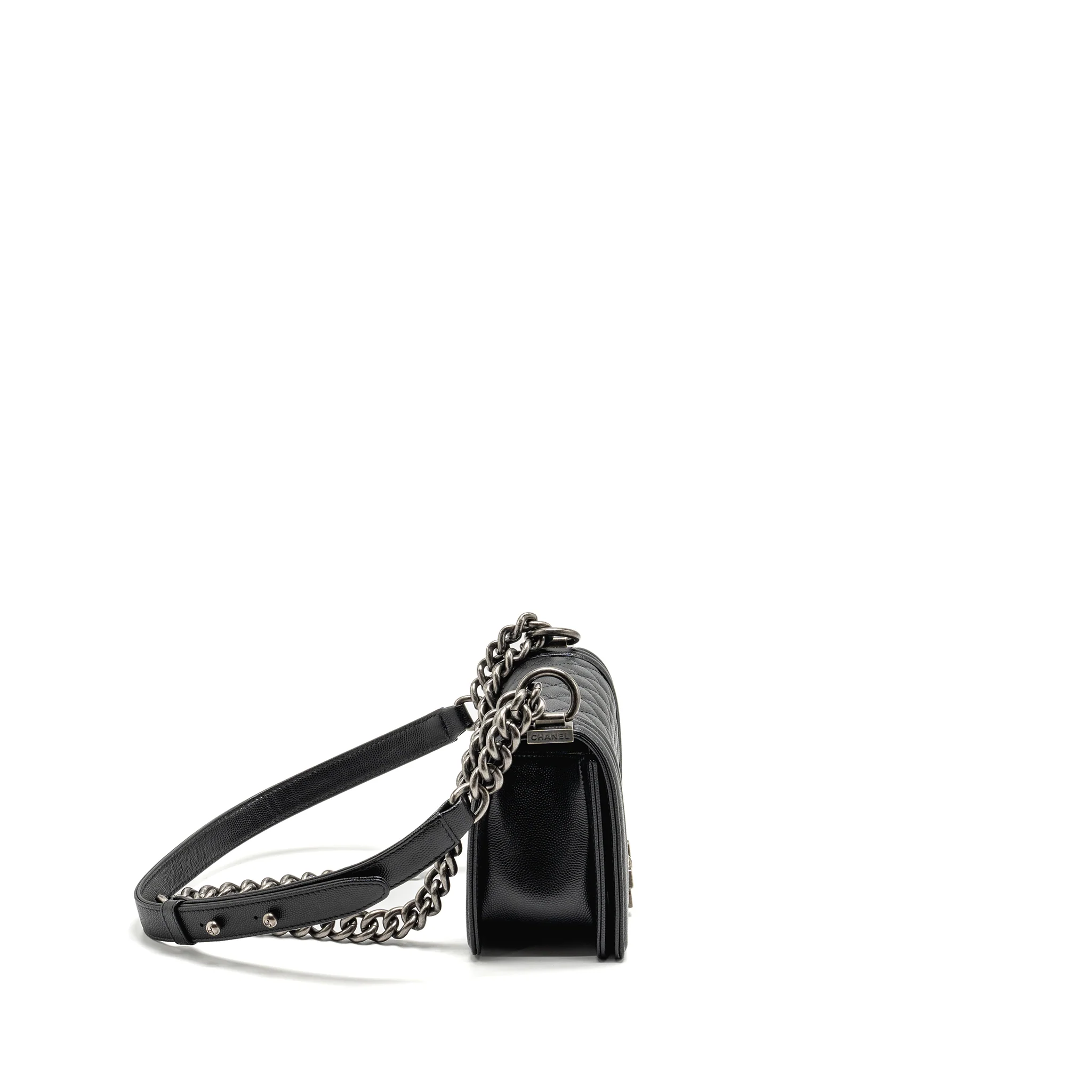 Chanel Small Boy Bag Caviar Black SHW (Microchip) - Image 3