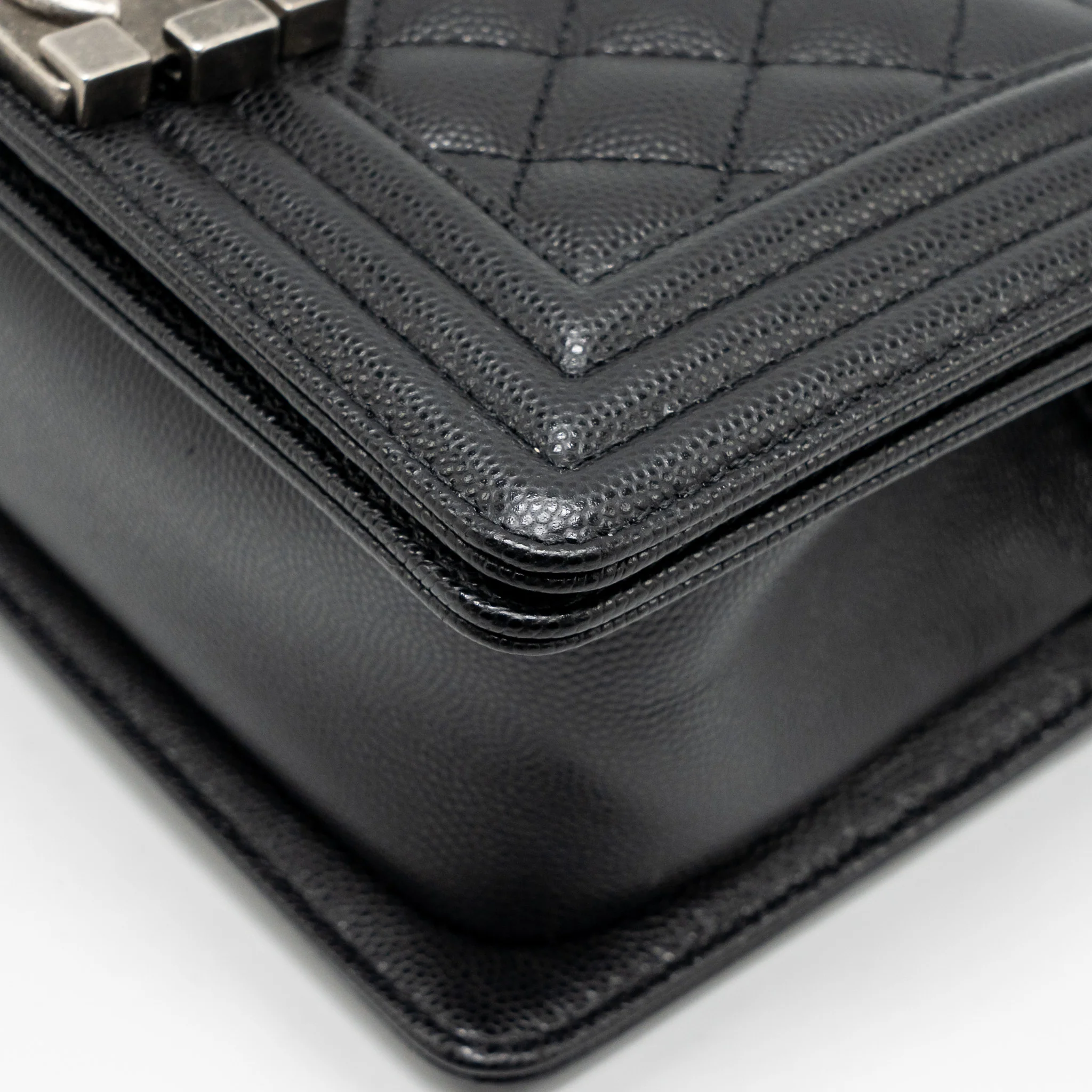 Chanel Small Boy Bag Caviar Black SHW (Microchip) - Image 8