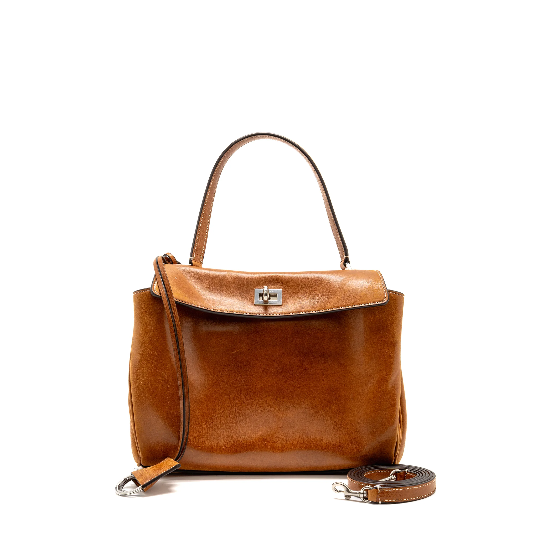 Belenciaga Rodeo Small Tanned Lambskin Tan Cowboy Ruthenium SHW