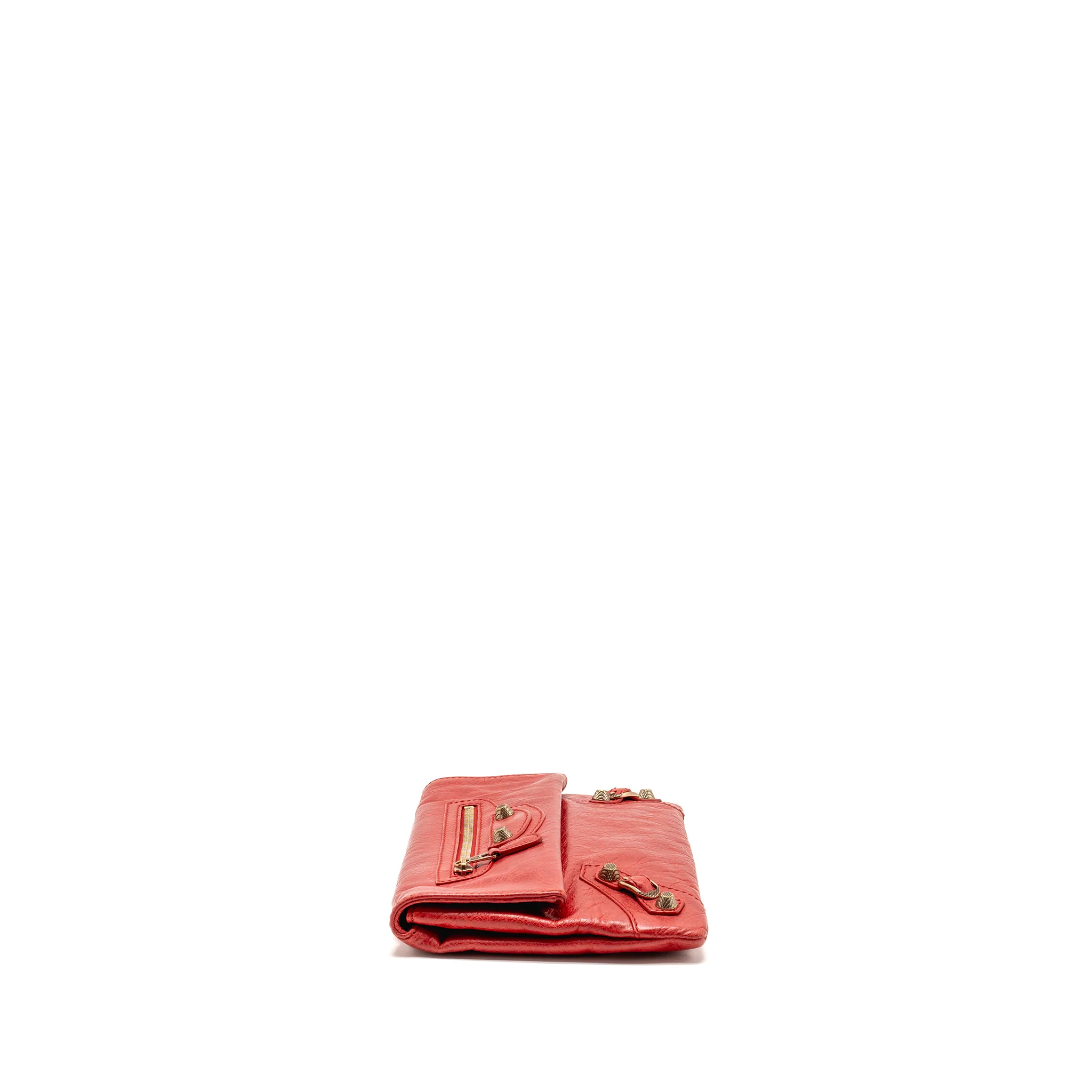 Balenciaga City Fold Clutch Leather Red GHW - Image 3