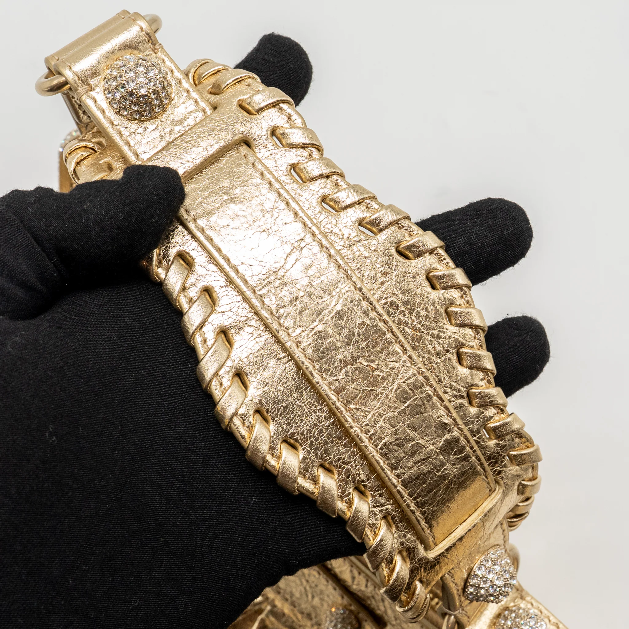 Balenciaga Le Cagole xs Shoulder Bag Arena Cracked Lambskin Gold GHW - Image 13