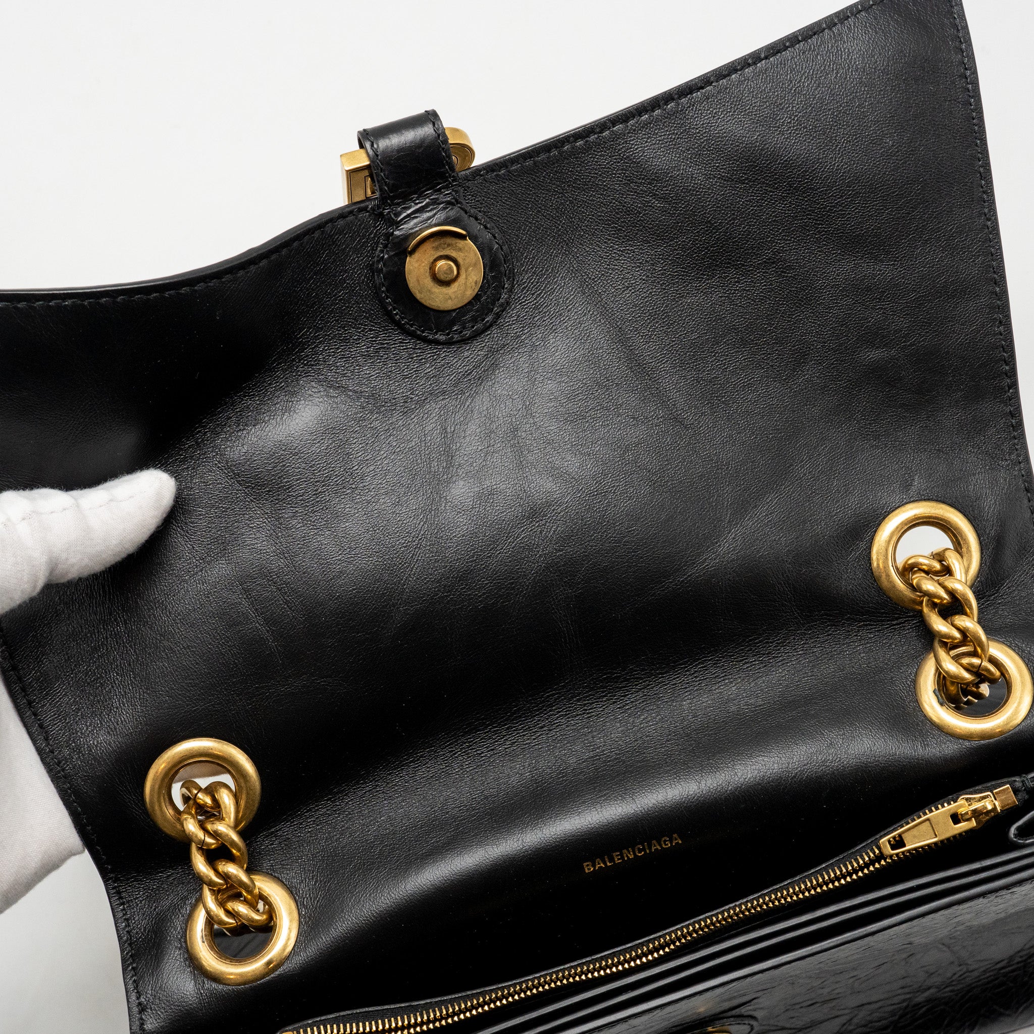 Balenciaga Medium Women’s Crush Chain Bag Calfskin Black GHW - Image 14