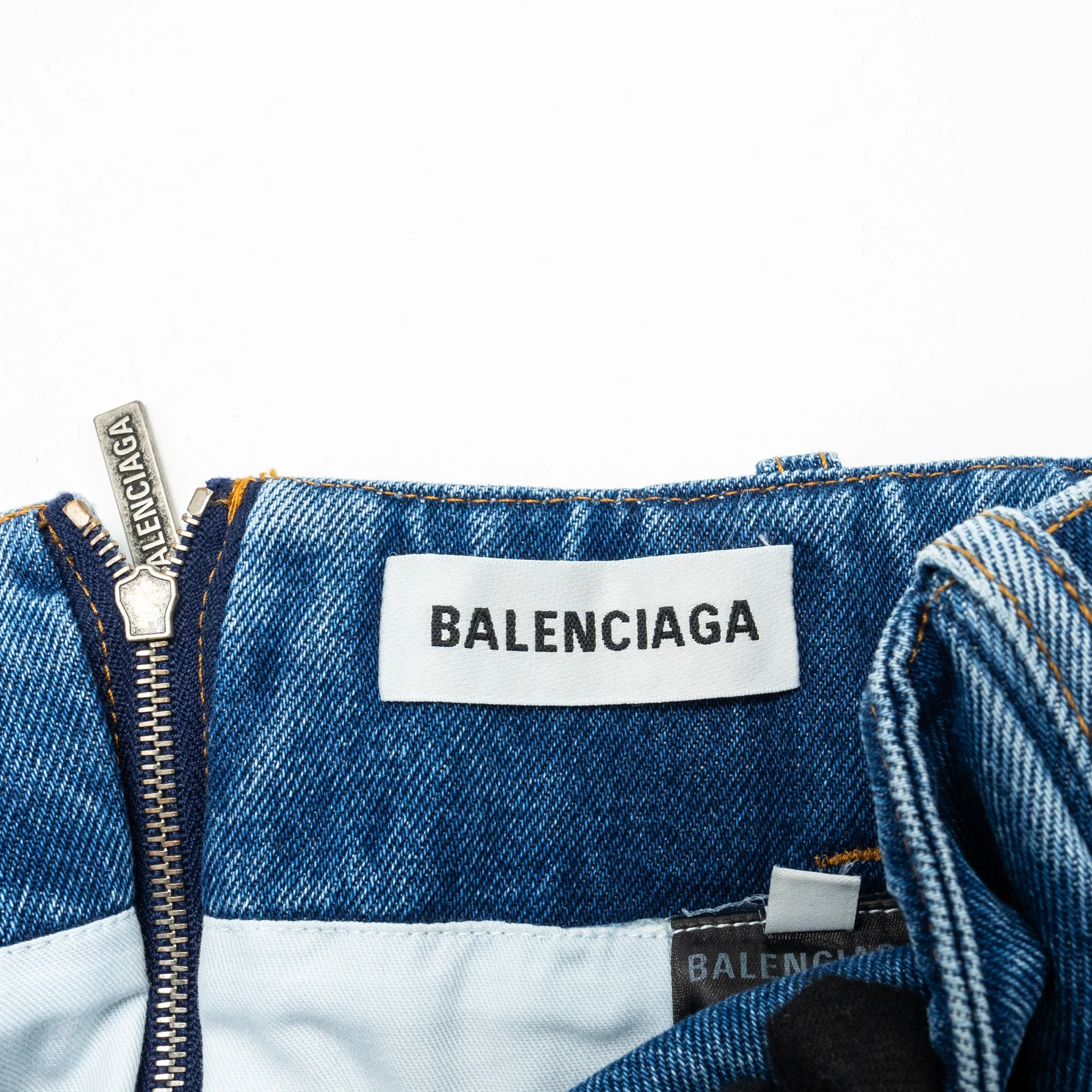 Balenciaga Size 36 Godet Peplum-style Denim Skirt Cotton Blue - Image 5