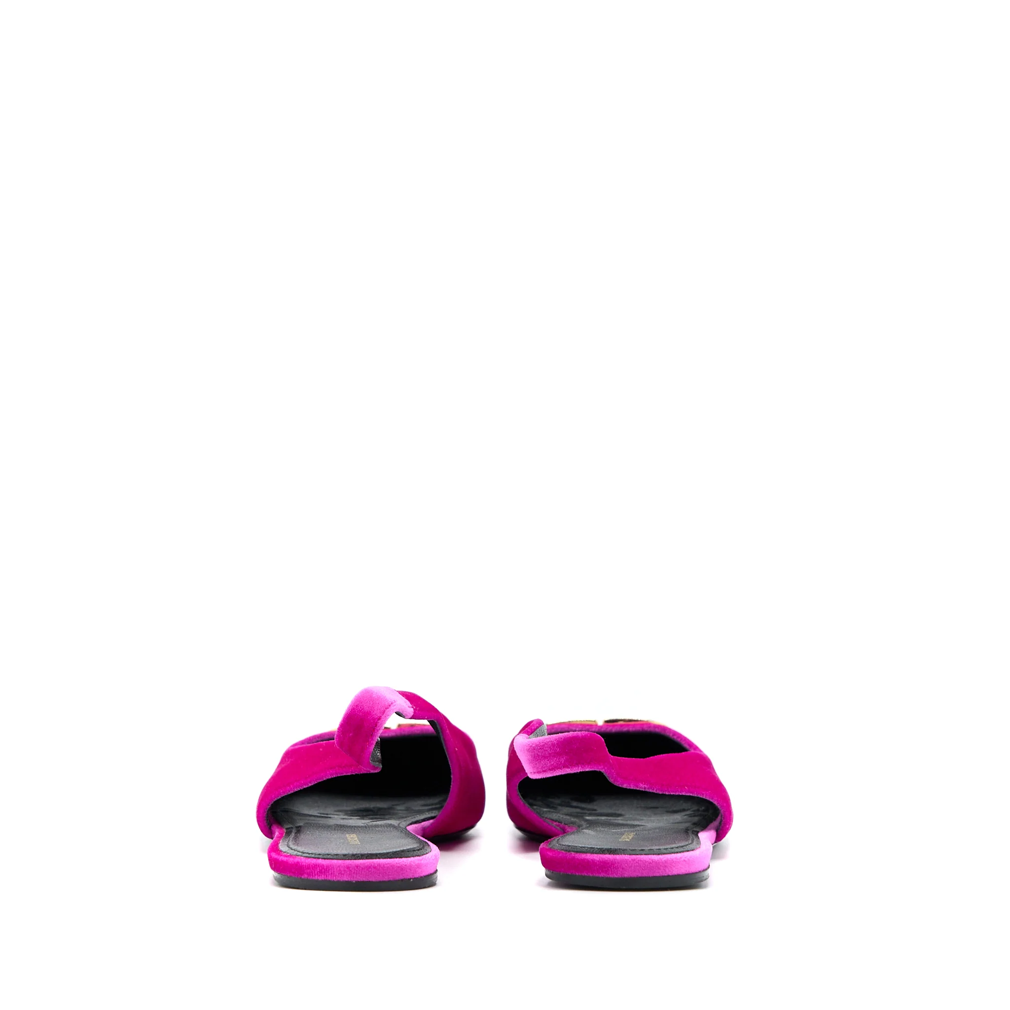 Balenciaga Size 39.5 Ballet Flats BB Velvet Pink Gold Tone - Image 4