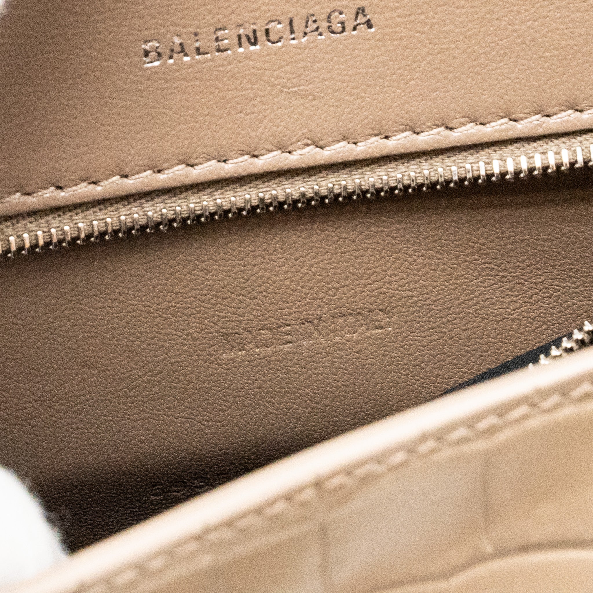 Balenciaga Small Hourglass Bag Croc-Embossed Calfskin Dark Beige SHW - Image 17