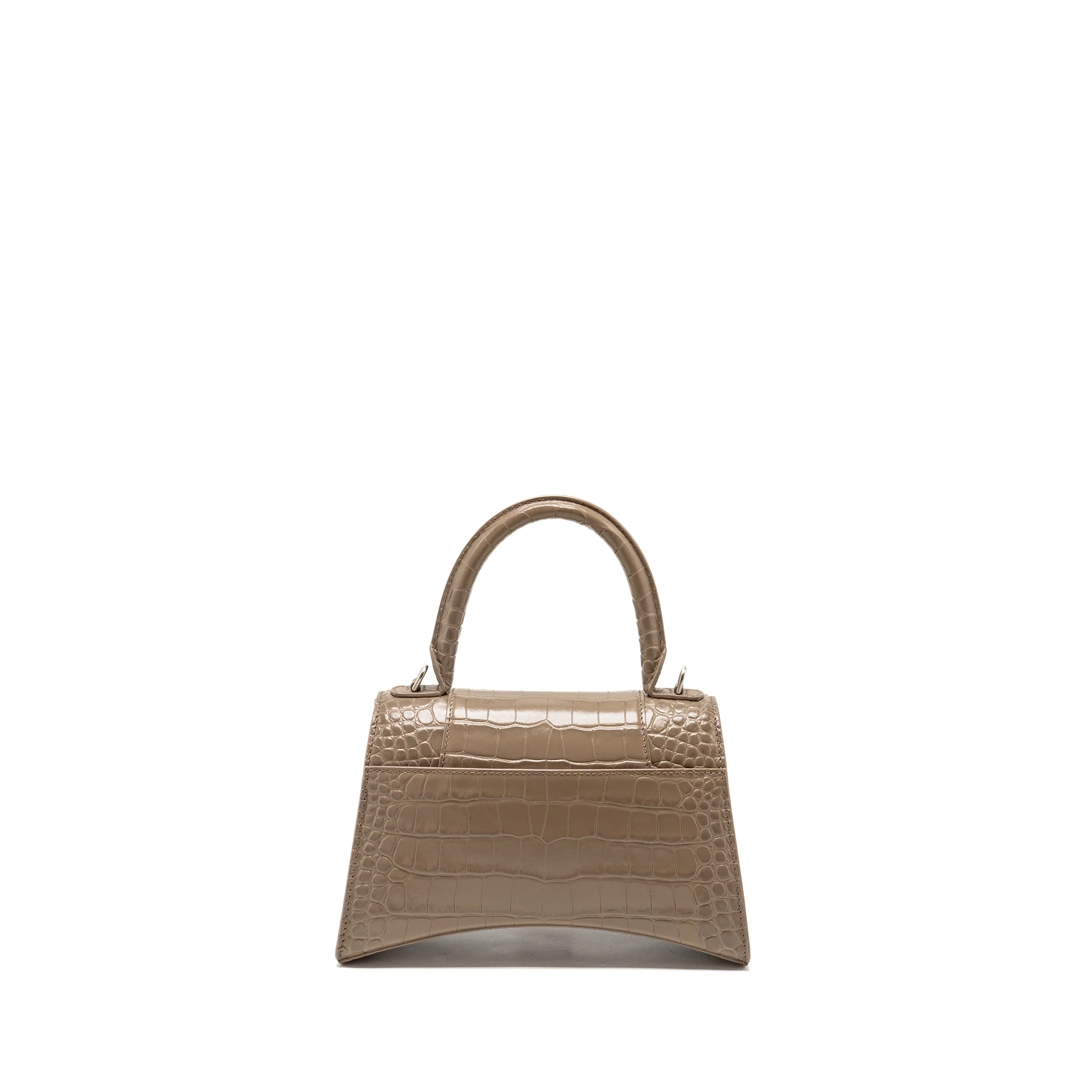 Balenciaga Small Hourglass Bag Croc-Embossed Calfskin Dark Beige SHW - Image 2
