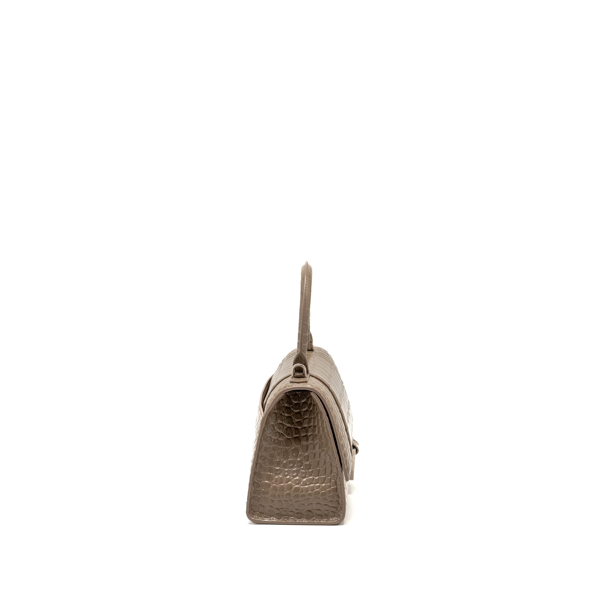 Balenciaga Small Hourglass Bag Croc-Embossed Calfskin Dark Beige SHW - Image 3