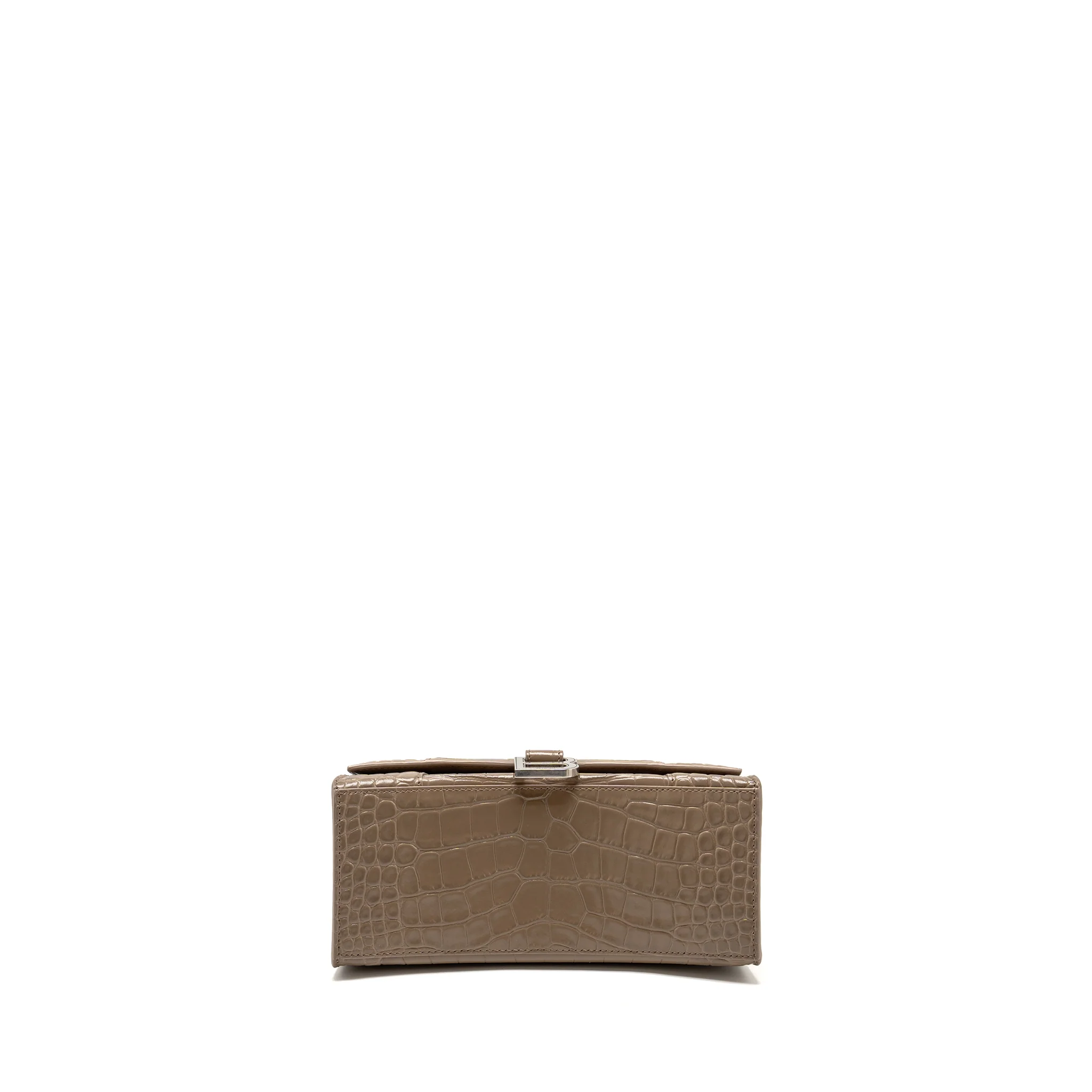 Balenciaga Small Hourglass Bag Croc-Embossed Calfskin Dark Beige SHW - Image 5