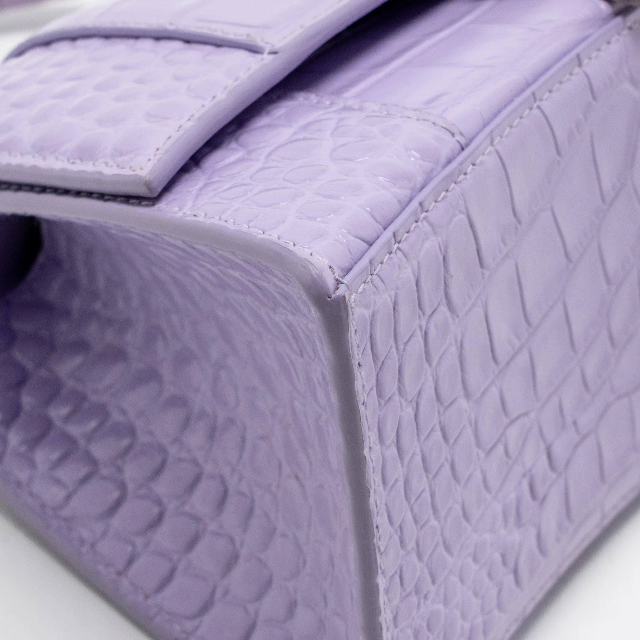 Balenciaga Small Hourglass Bag Croc-Embossed Calfskin Lilac SHW - Image 7