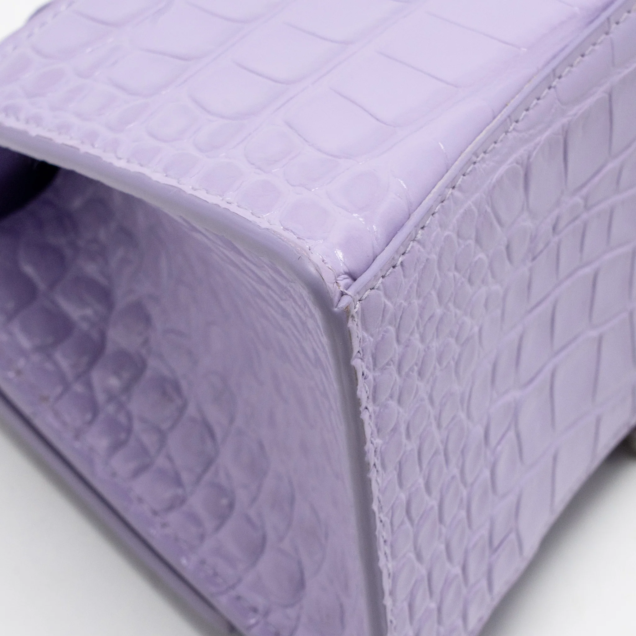 Balenciaga Small Hourglass Bag Croc-Embossed Calfskin Lilac SHW - Image 9