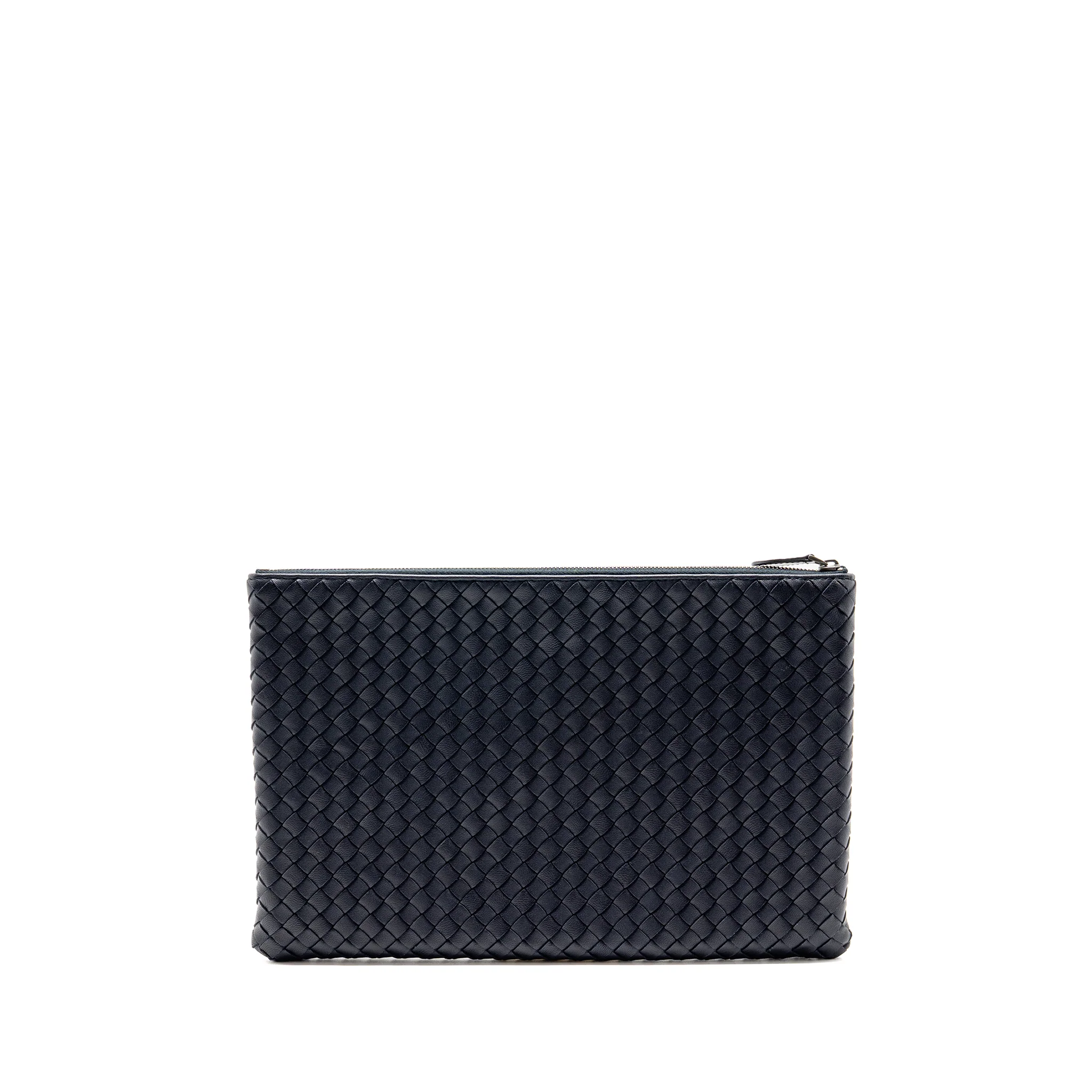 Bottega veneta intrecciato clutch leather navy with black hardware - Image 2