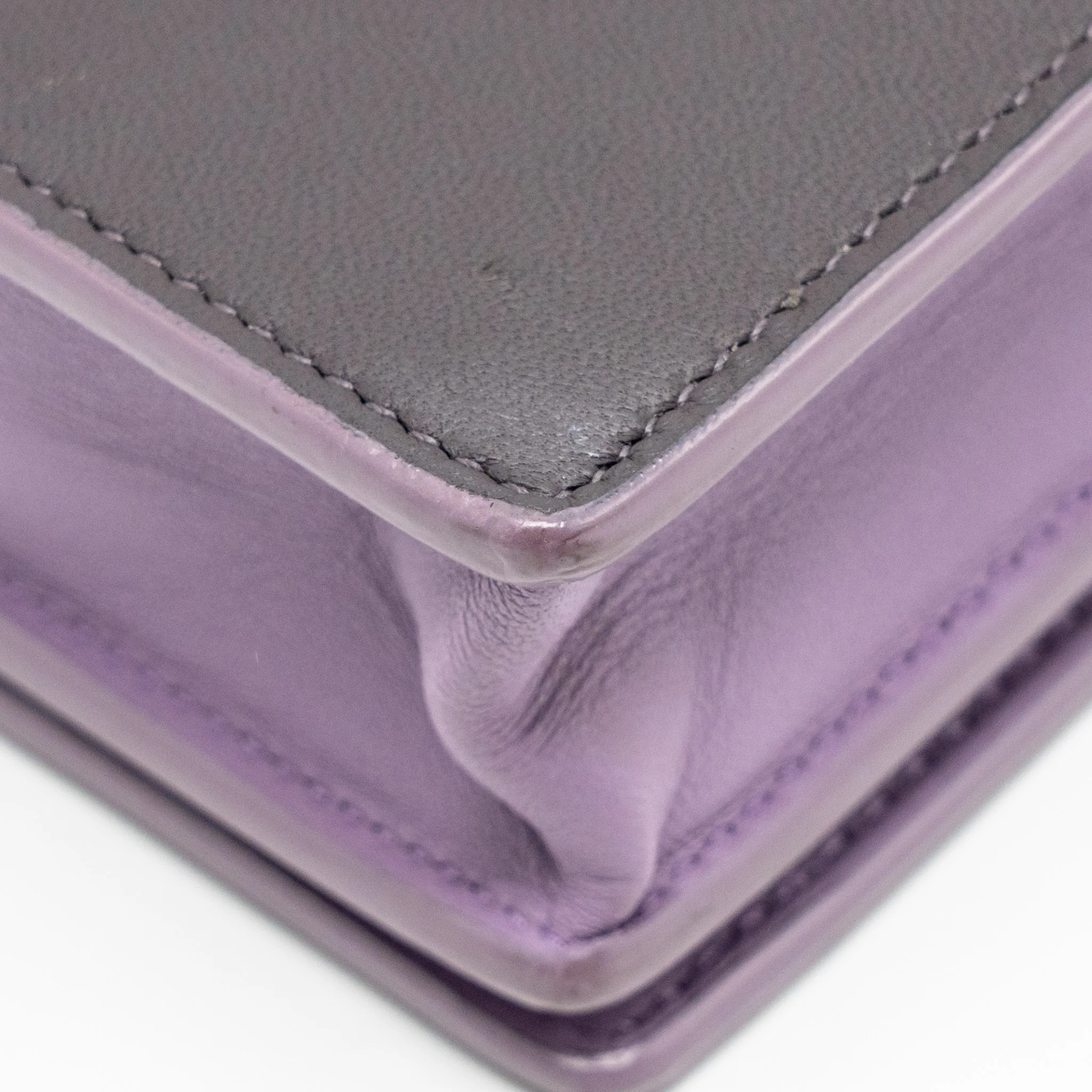 Bottega Veneta Intrecciato Wallet On Chain Leather Purple/Grey GHW - Image 11