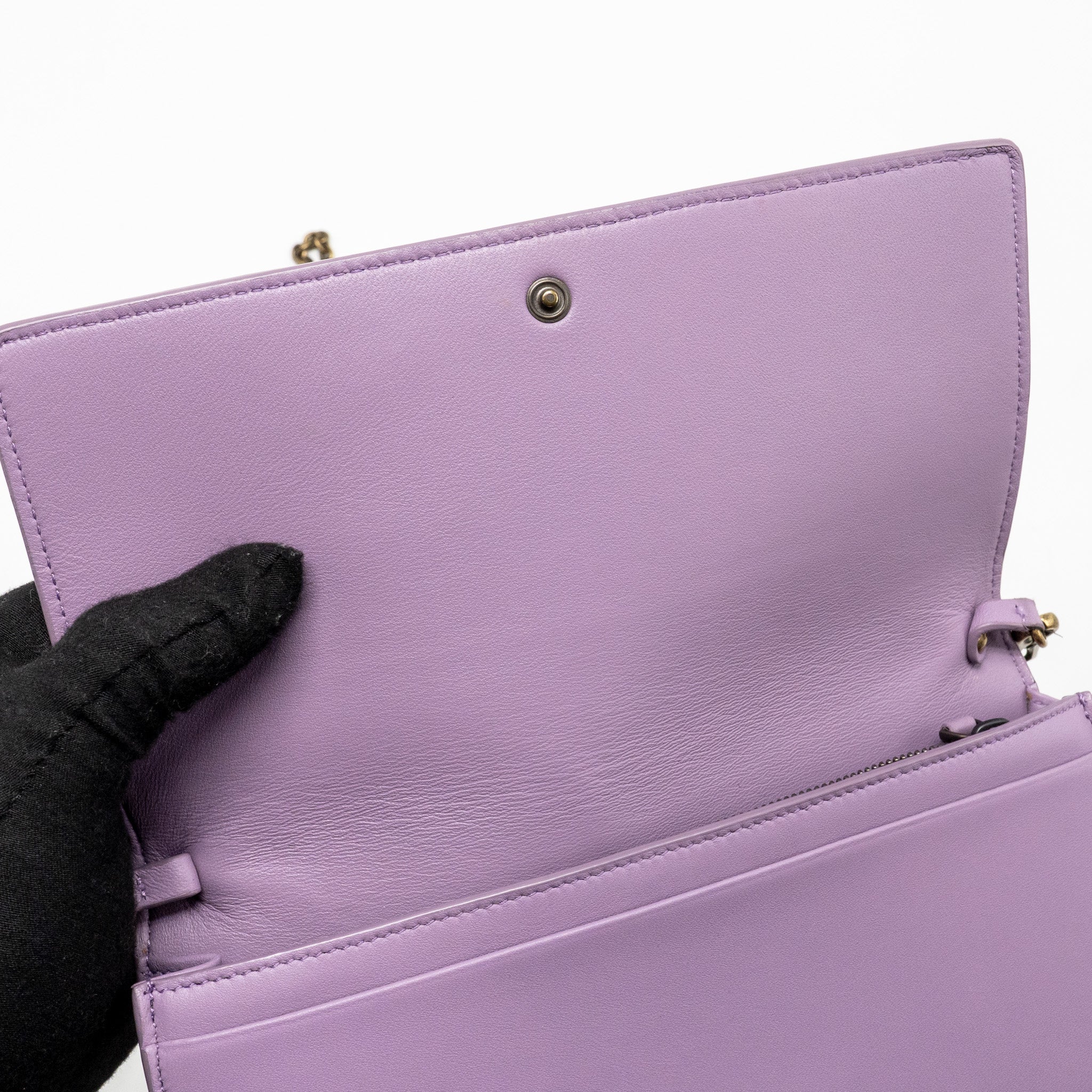 Bottega Veneta Intrecciato Wallet On Chain Leather Purple/Grey GHW - Image 14