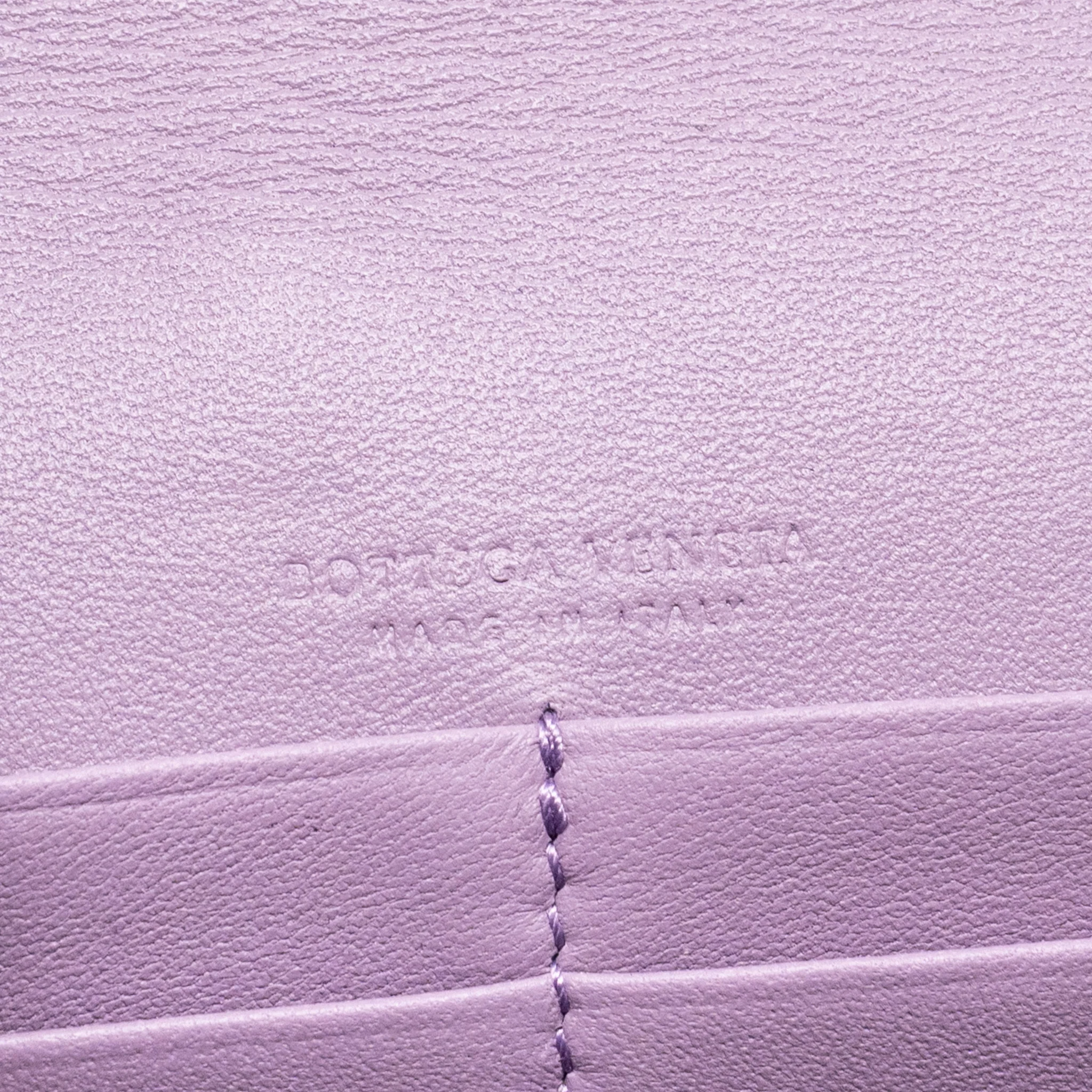 Bottega Veneta Intrecciato Wallet On Chain Leather Purple/Grey GHW - Image 17