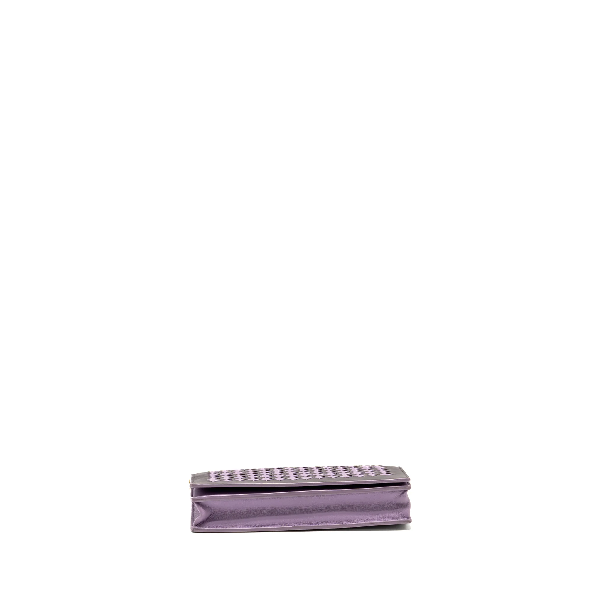 Bottega Veneta Intrecciato Wallet On Chain Leather Purple/Grey GHW - Image 5