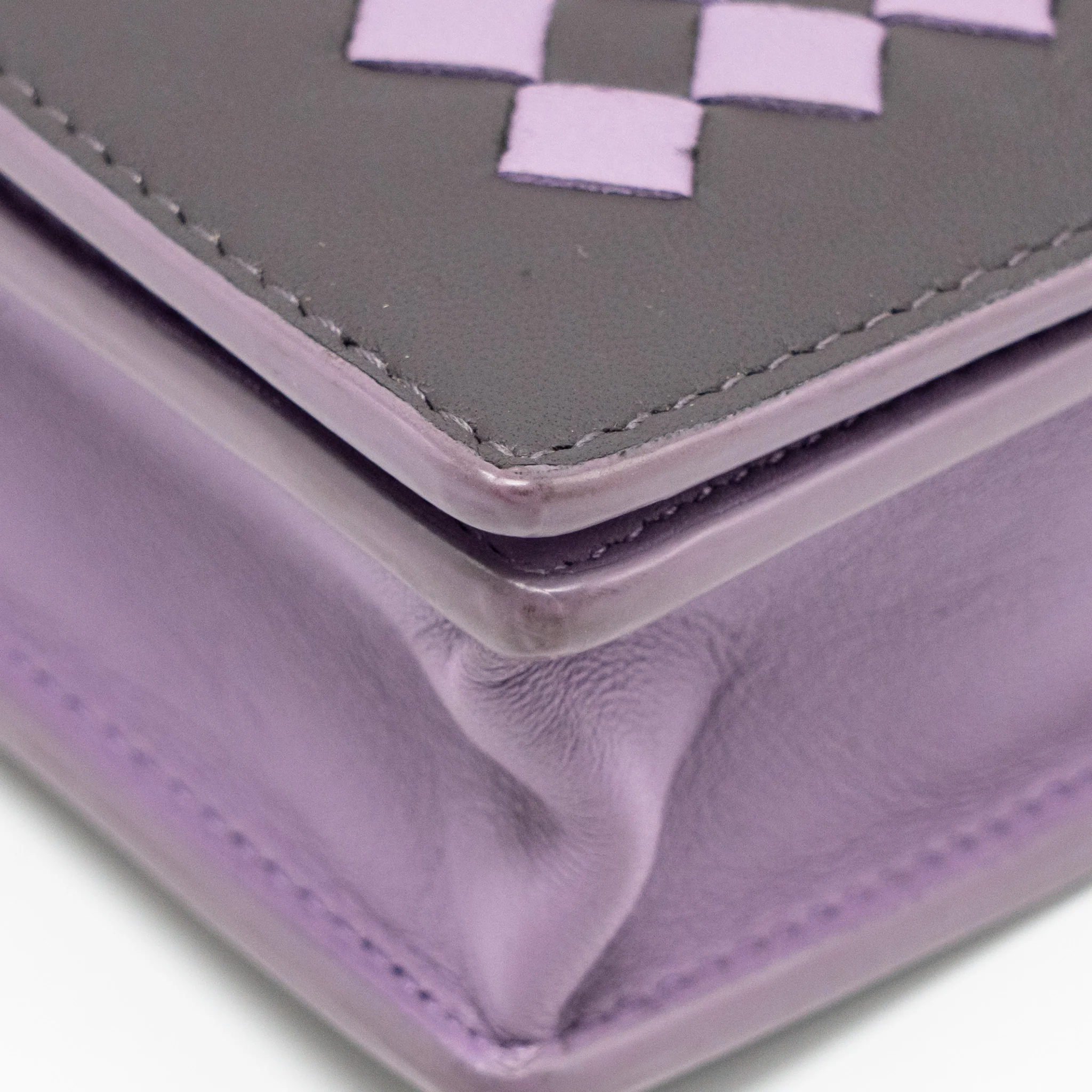 Bottega Veneta Intrecciato Wallet On Chain Leather Purple/Grey GHW - Image 8