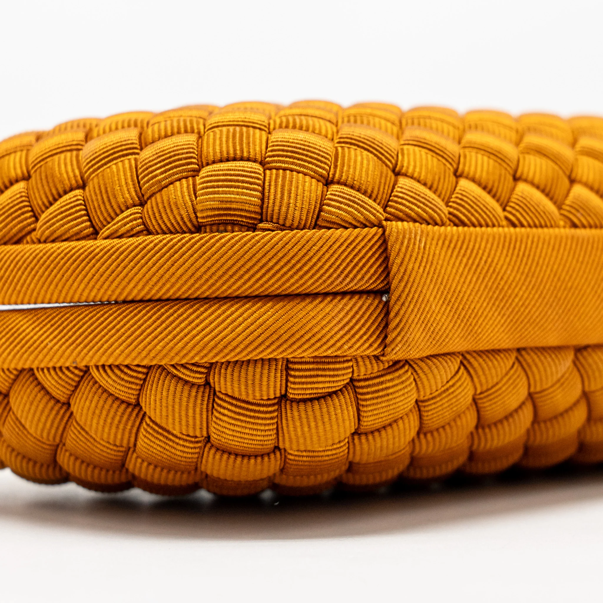 Bottega Veneta Intreccio Impero Ayers Stretch Knot Clutch Satin Orange Ruthenium Hardware - Image 6