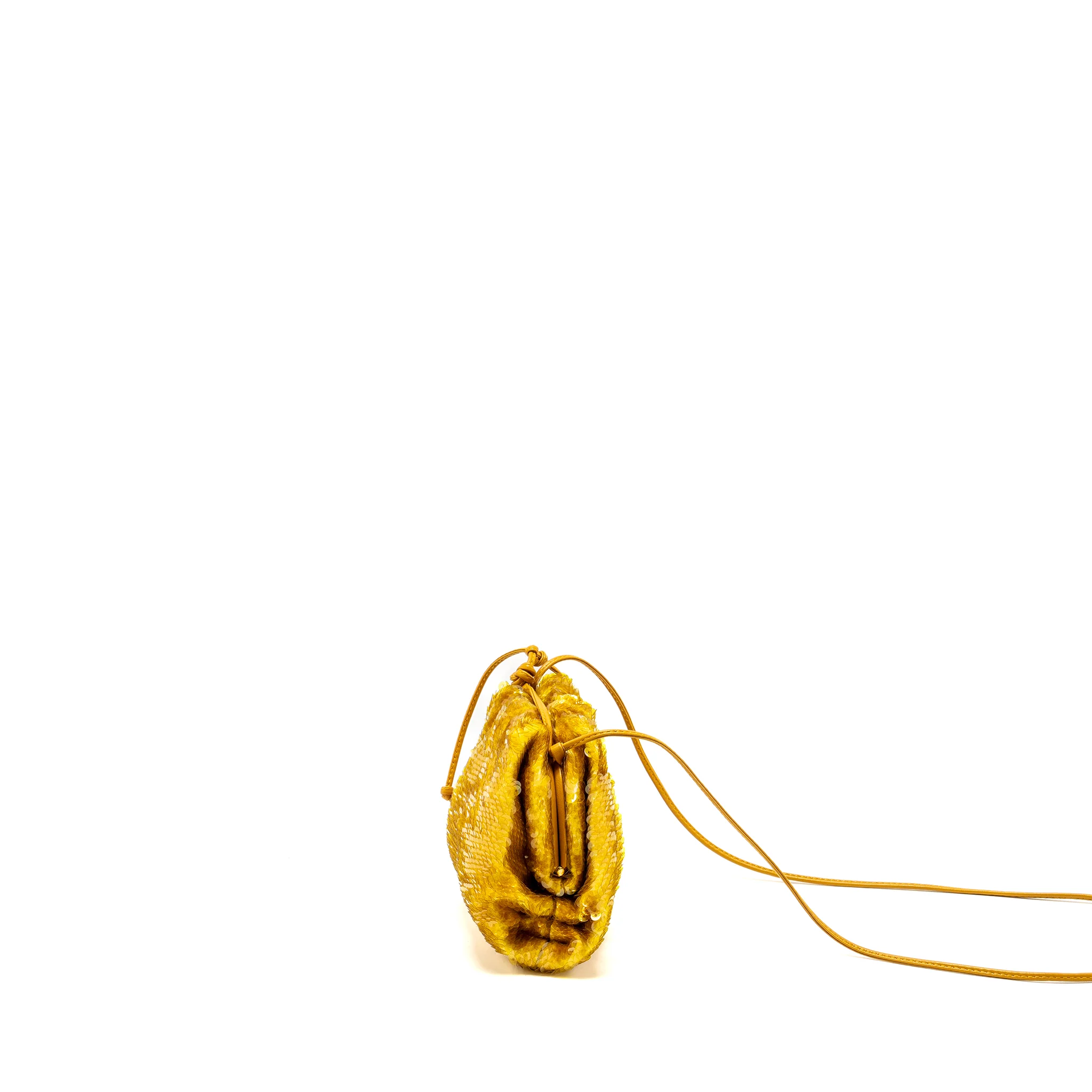Bottega Veneta Mini Pouch Sequin Gold GHW - Image 4