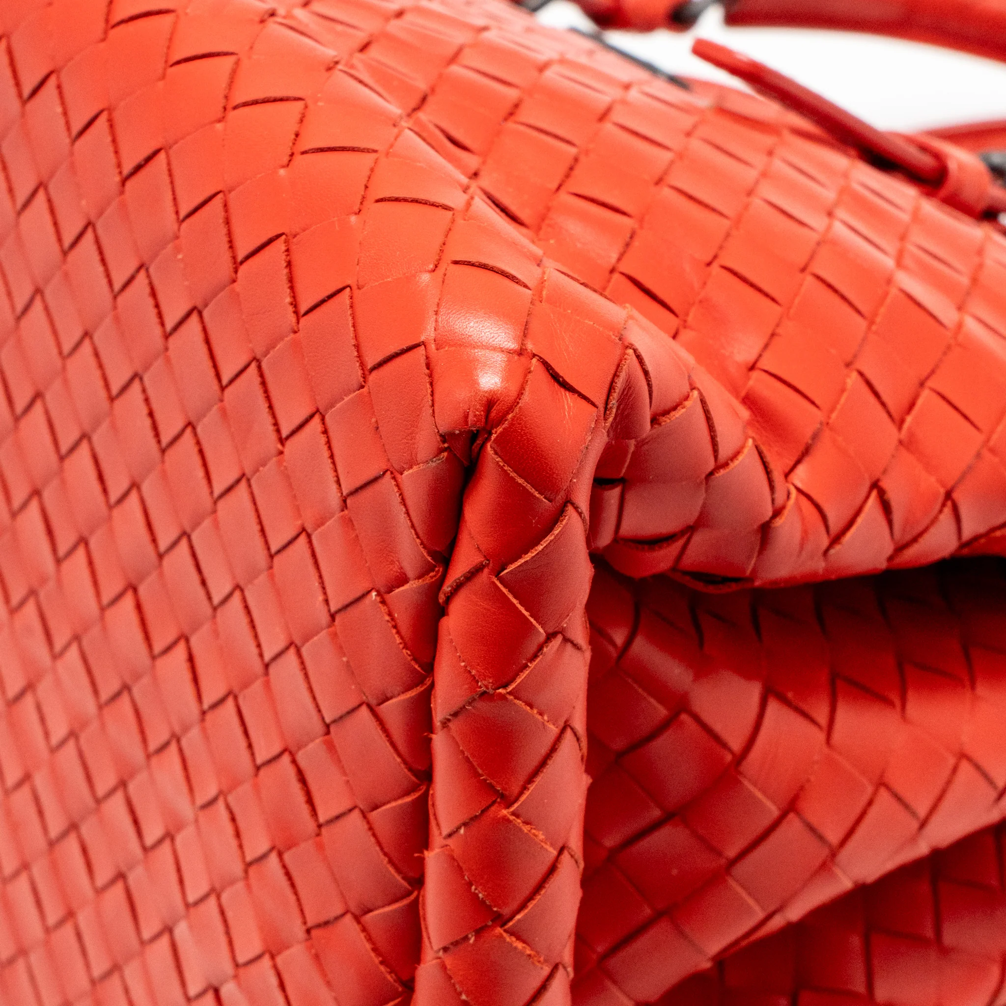 Bottega Veneta Small Roma Tote Bag Intrecciato Leather Red Gunmetal Tone Hardware - Image 10