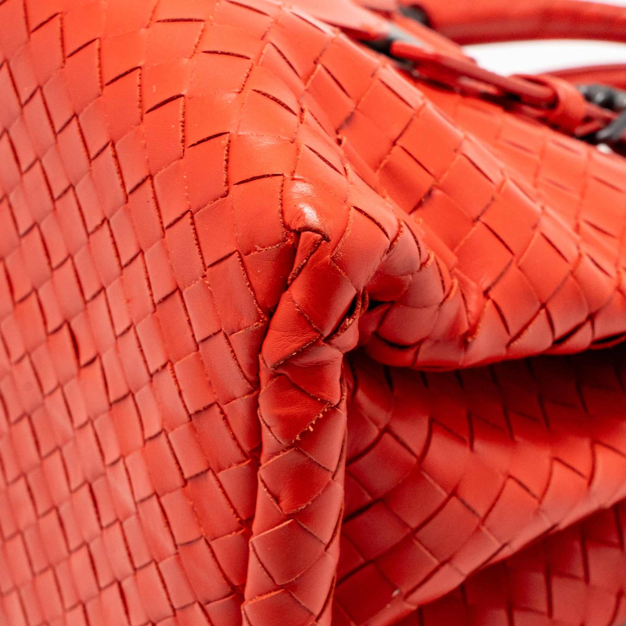 Bottega Veneta Small Roma Tote Bag Intrecciato Leather Red Gunmetal Tone Hardware - Image 8