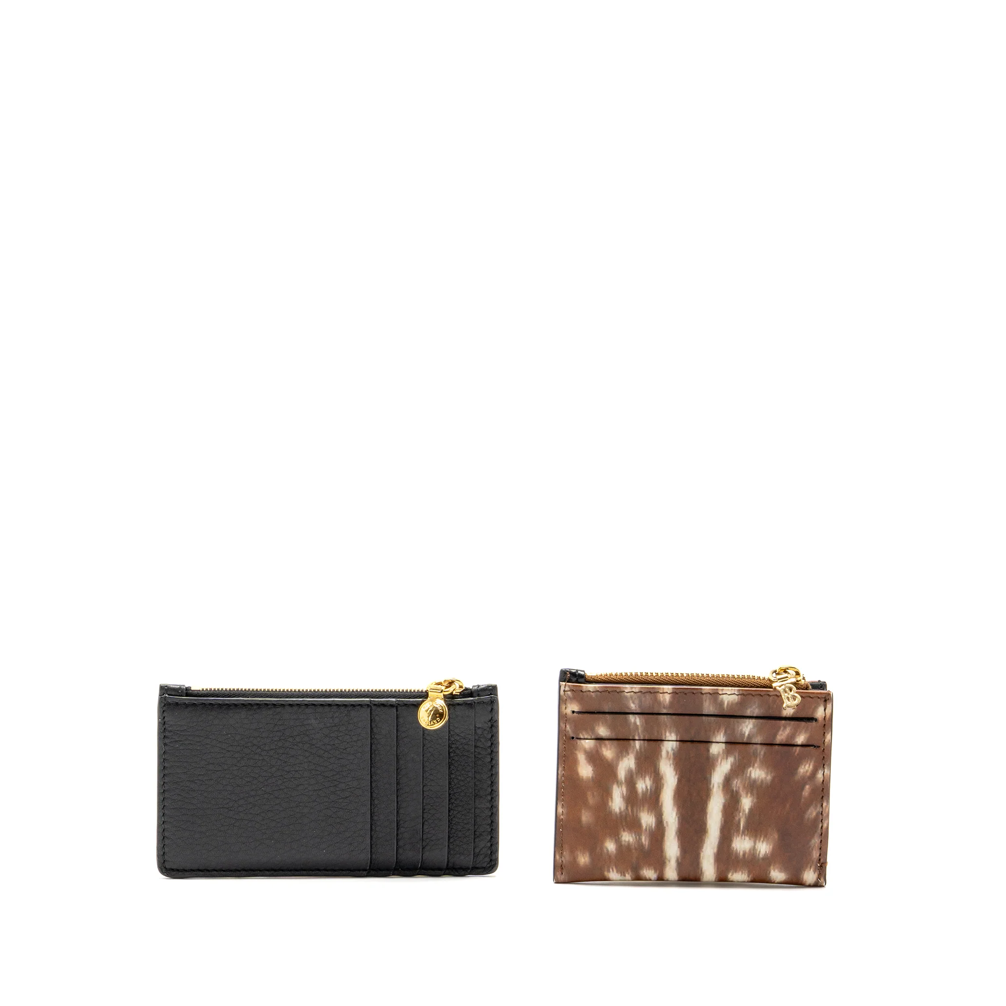 Burberry Brown Deer Print Zip Card Case, Leather Black Zip Card Holder GHW (sell in a set) - Image 2