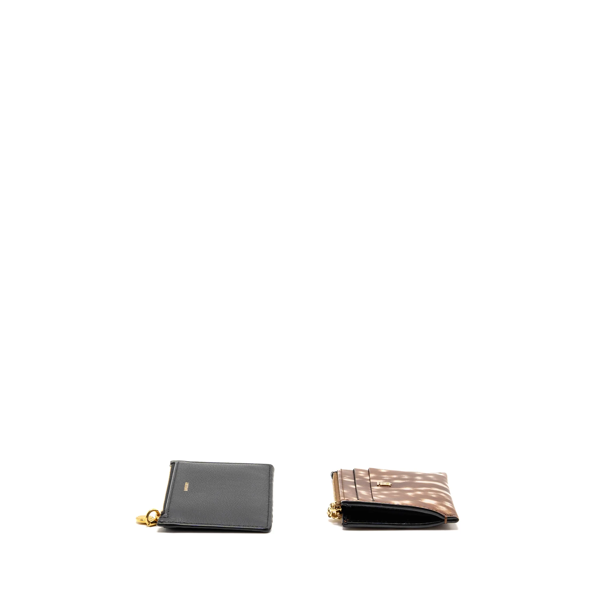 Burberry Brown Deer Print Zip Card Case, Leather Black Zip Card Holder GHW (sell in a set) - Image 3