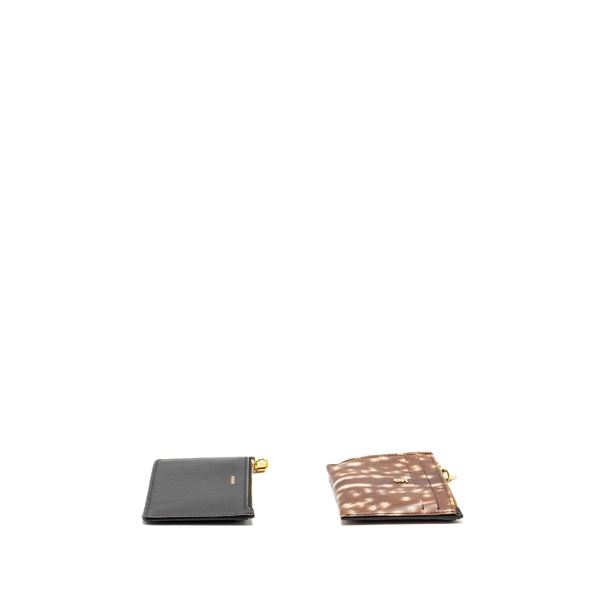 Burberry Brown Deer Print Zip Card Case, Leather Black Zip Card Holder GHW (sell in a set) - Image 4
