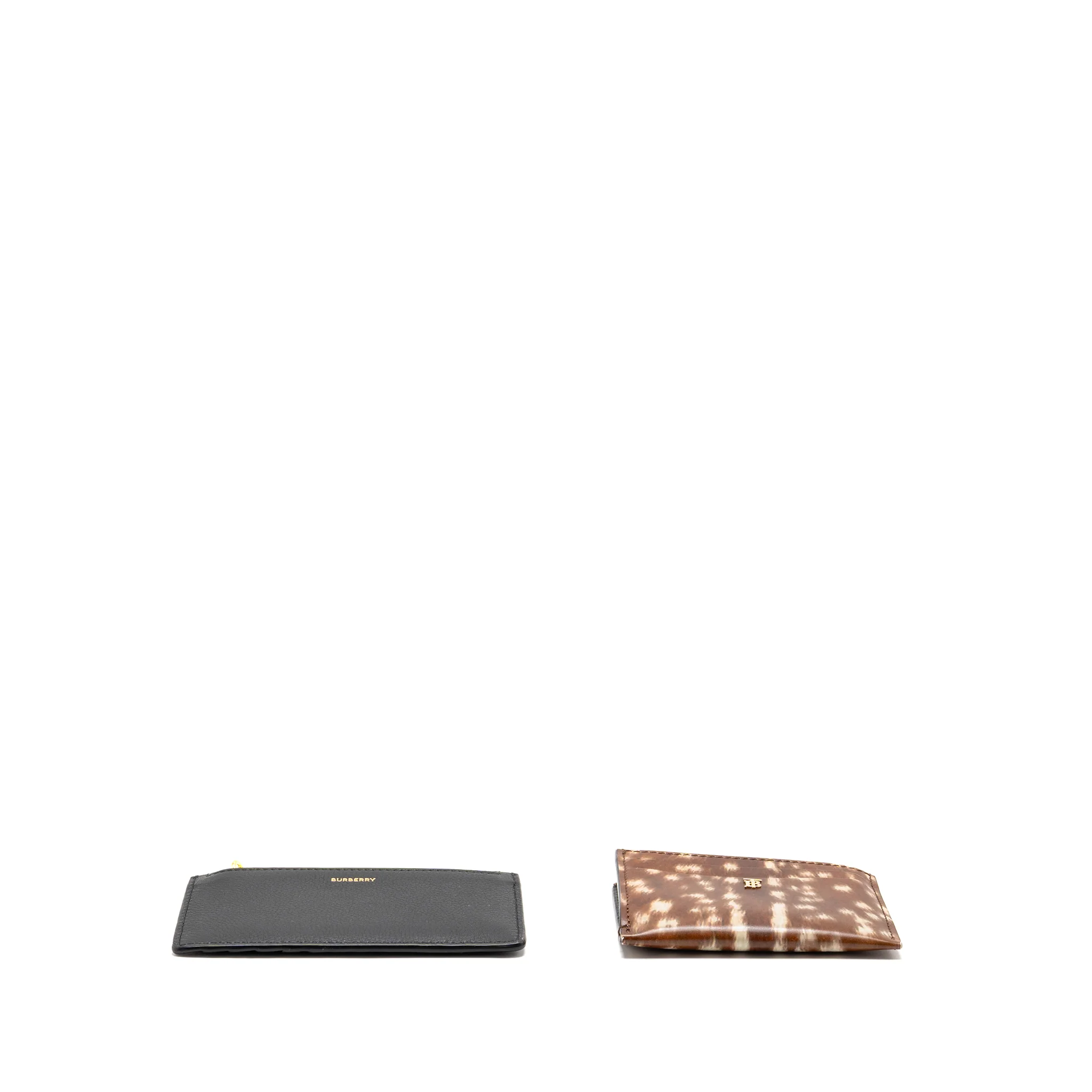 Burberry Brown Deer Print Zip Card Case, Leather Black Zip Card Holder GHW (sell in a set) - Image 5
