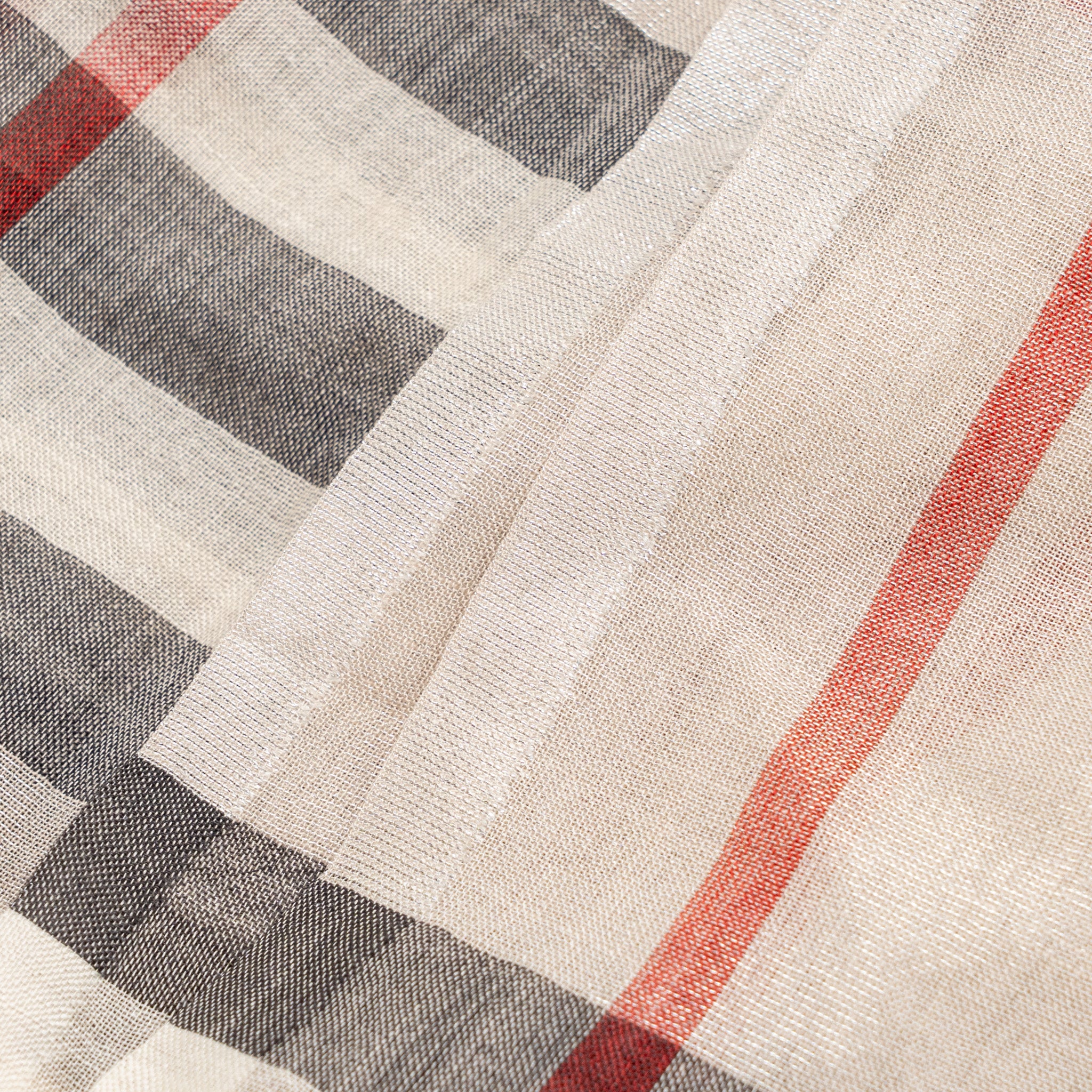 Burberry Metallic Gauze Giant Check Scarf Wool/Silk Stone/Silver - Image 4