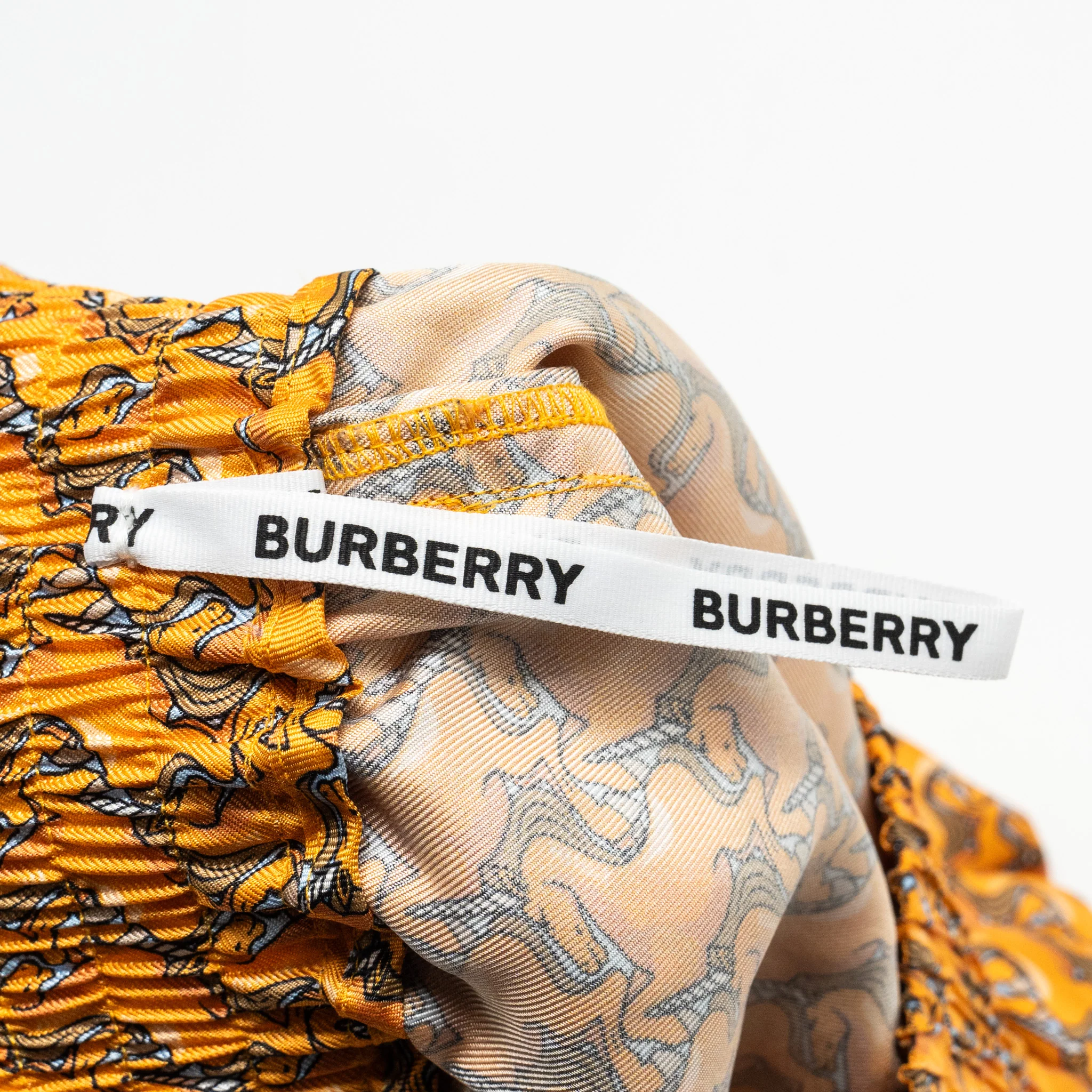 Burberry SIze 36 Unicorn Print Shorts Silk Orange /Multicolour - Image 7