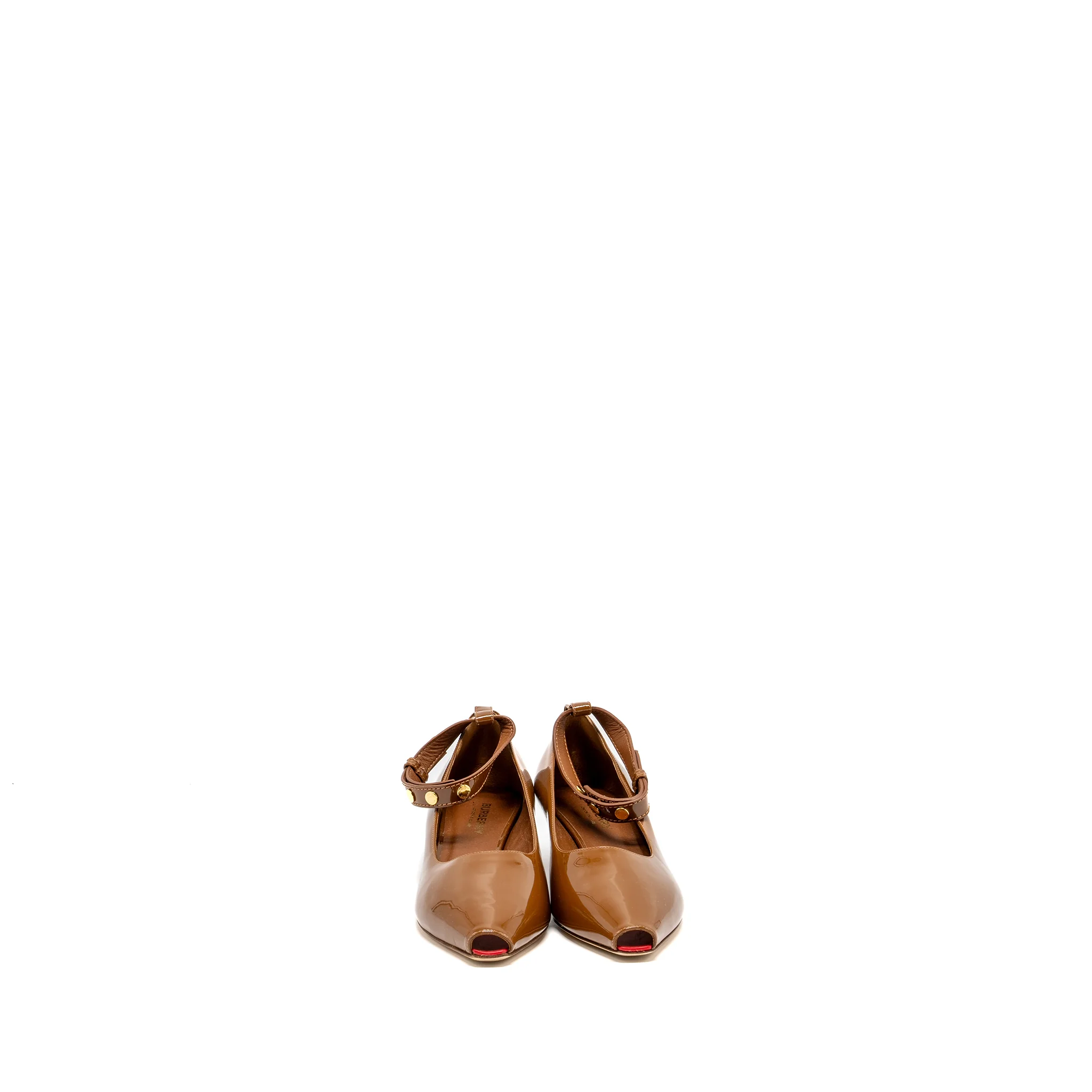 Burberry Size 37 Dill Kitten Heels Patent Brown - Image 2