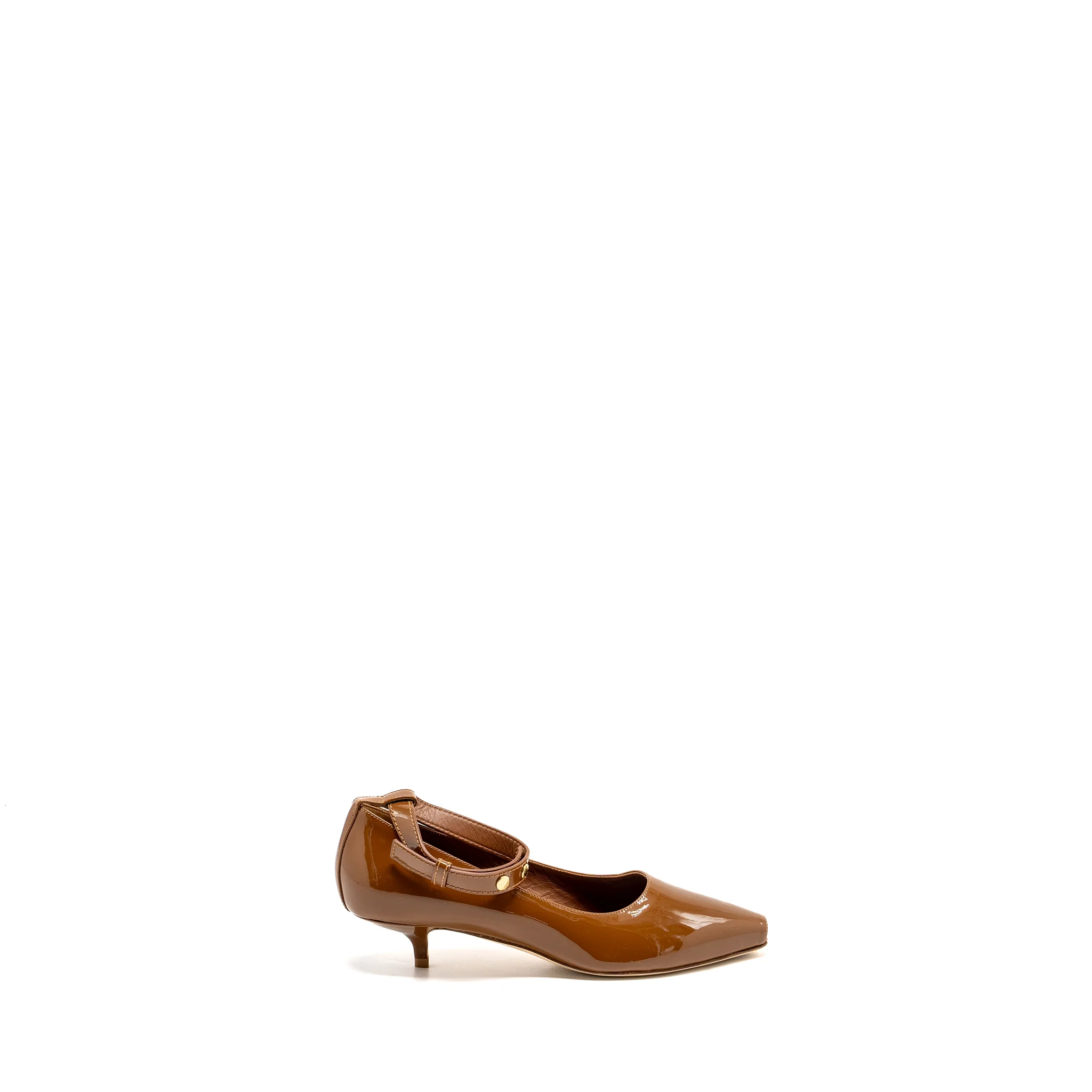 Burberry Size 37 Dill Kitten Heels Patent Brown - Image 5
