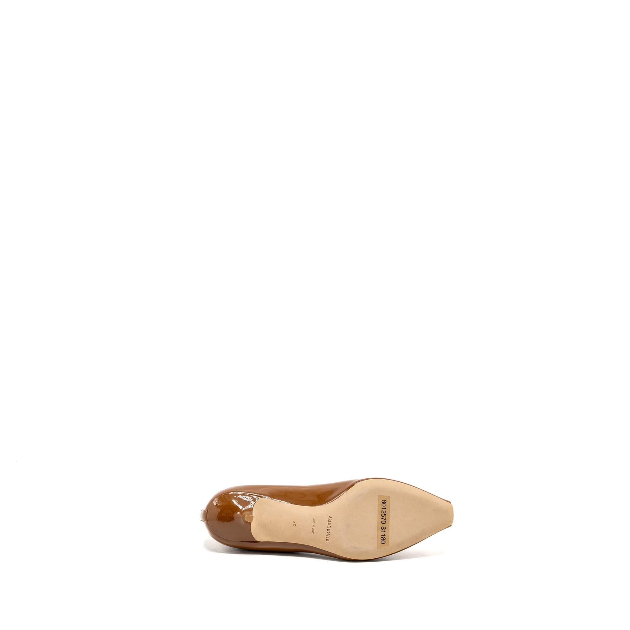 Burberry Size 37 Dill Kitten Heels Patent Brown - Image 6