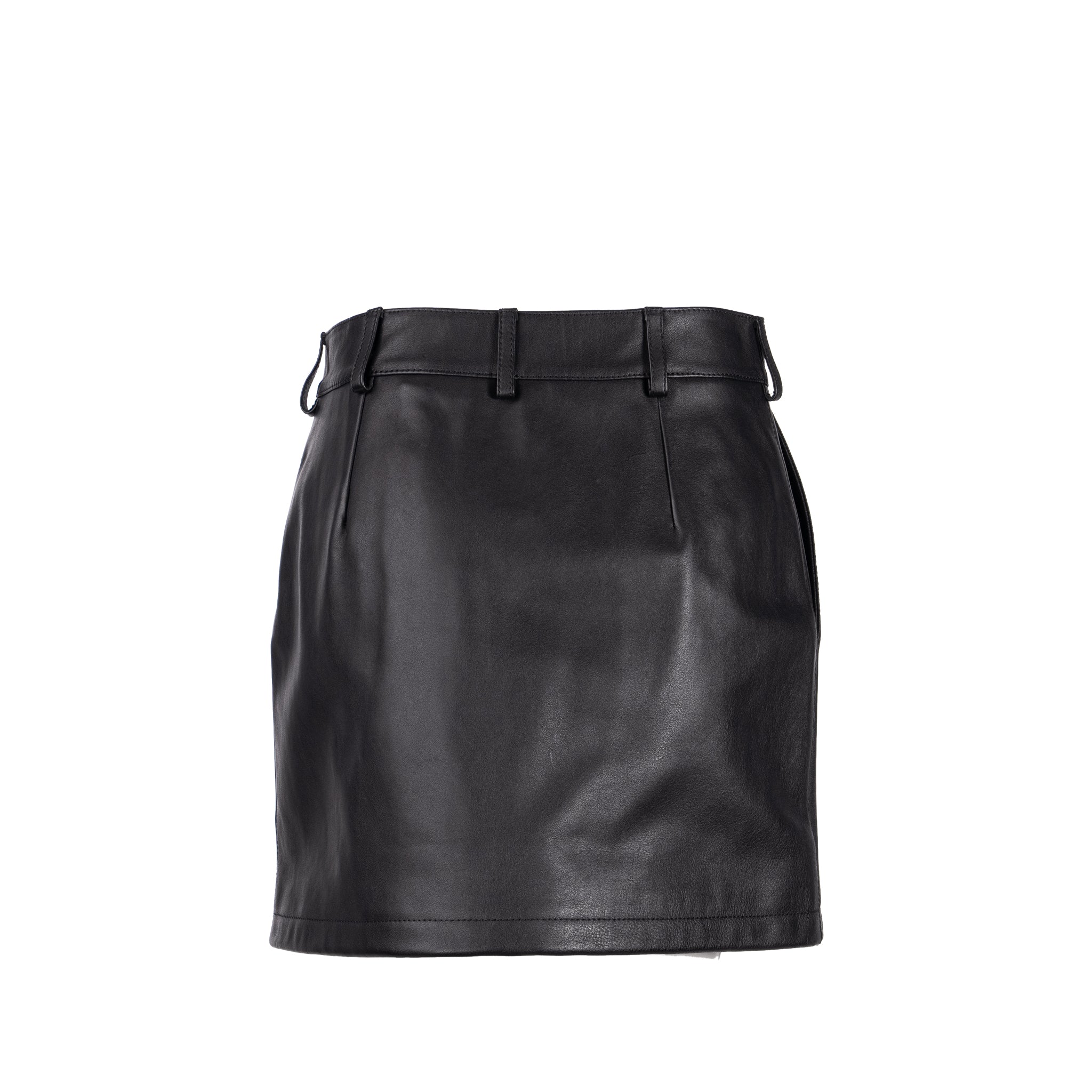Burberry Size IT38 Zip-Front Mini Skirt Grain Calfskin Black - Image 3