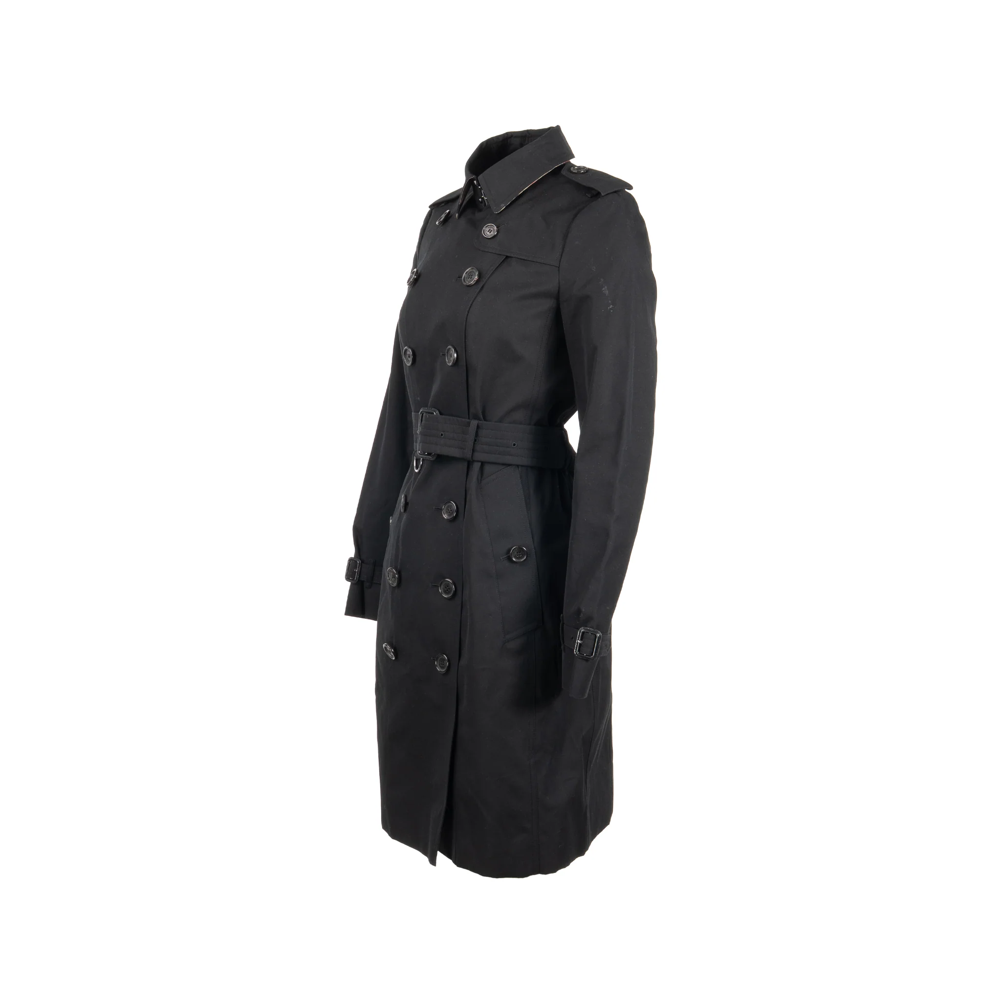 Burberry Size UK6 Sandringham Long Trench Coat Cotton Black SHW - Image 3