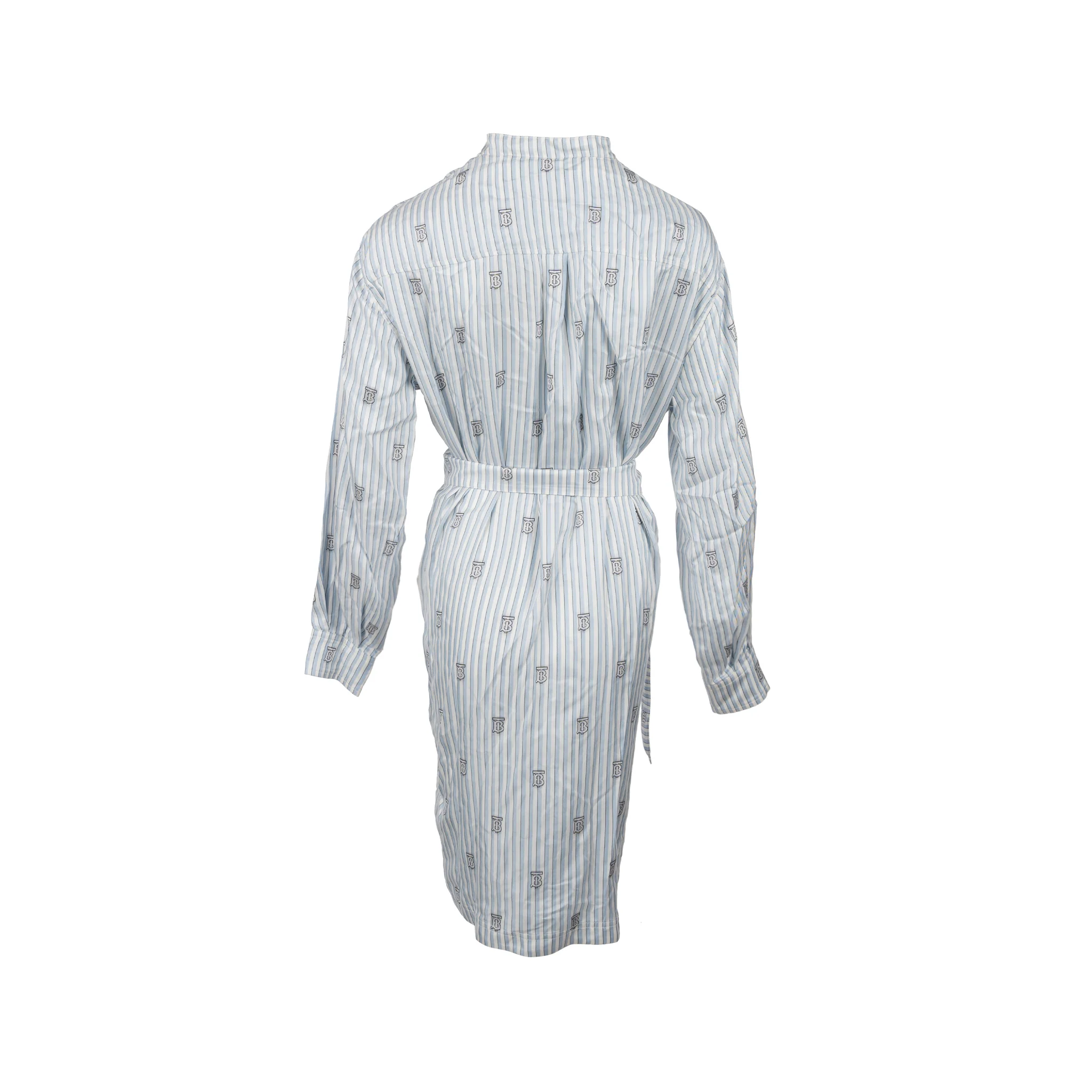 Burberry Size UK8 TB Logo Shirt Dress Silk Pale Blue - Image 3