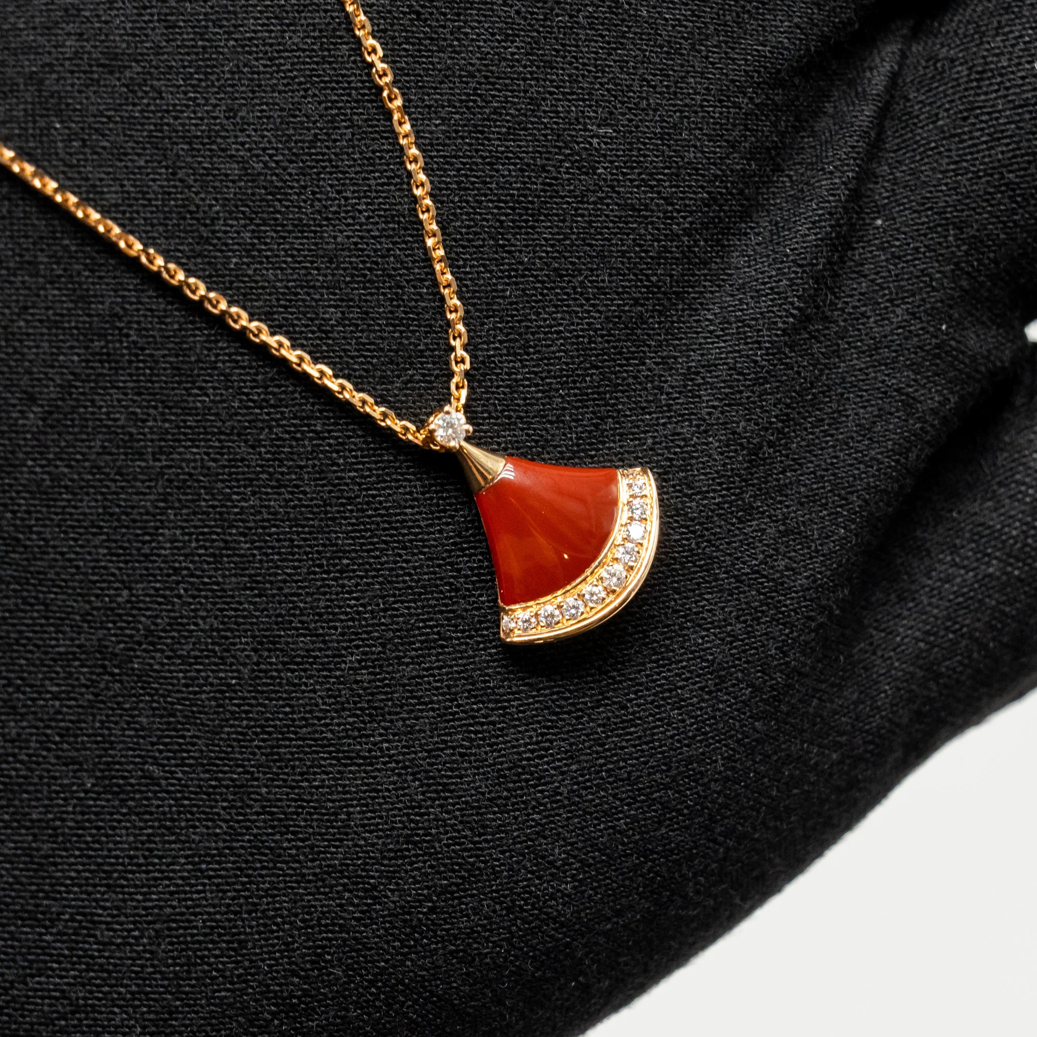 Bvlagri Diva’s Dream Necklace Rose Gold, Carnelian, Diamonds - Image 4
