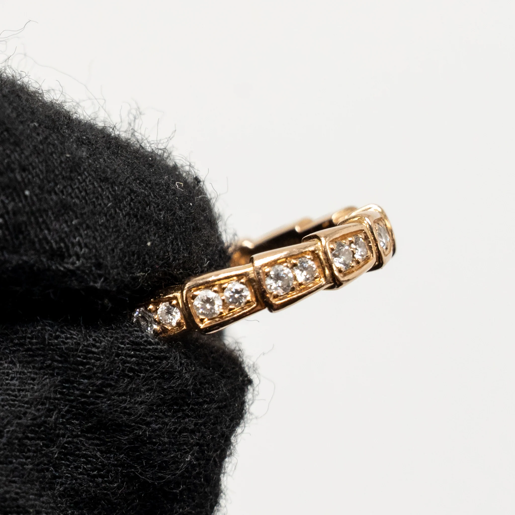 Bvlgari Size 46 Serpenti Viper Ring Rose Gold, Diamonds - Image 5