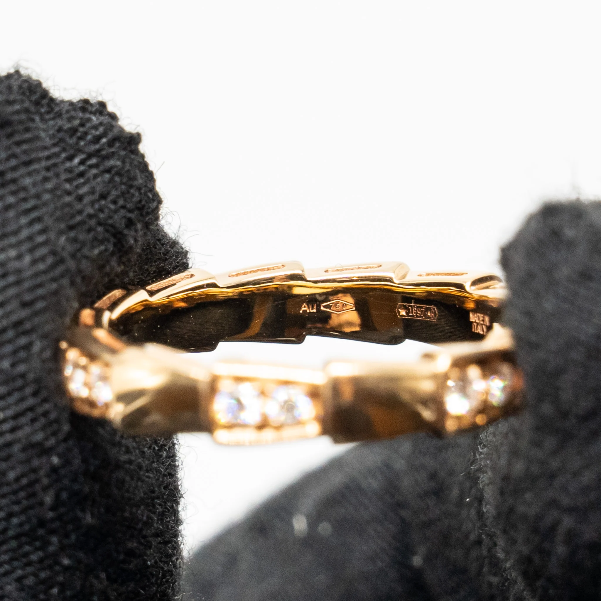 Bvlgari Size 53 Serpenti Viper Ring Rose Gold, Diamonds - Image 10