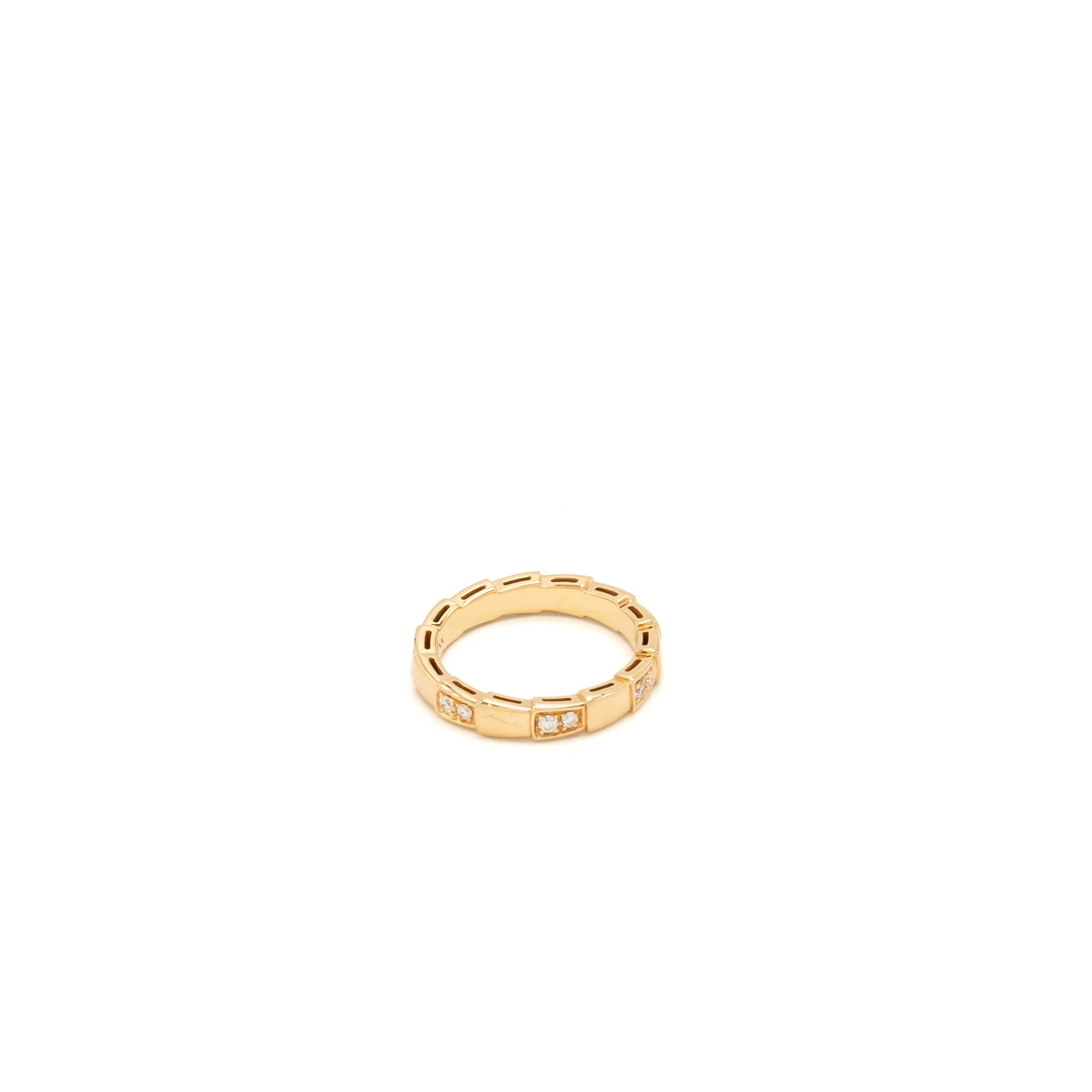 Bvlgari Size 53 Serpenti Viper Ring Rose Gold, Diamonds - Image 3