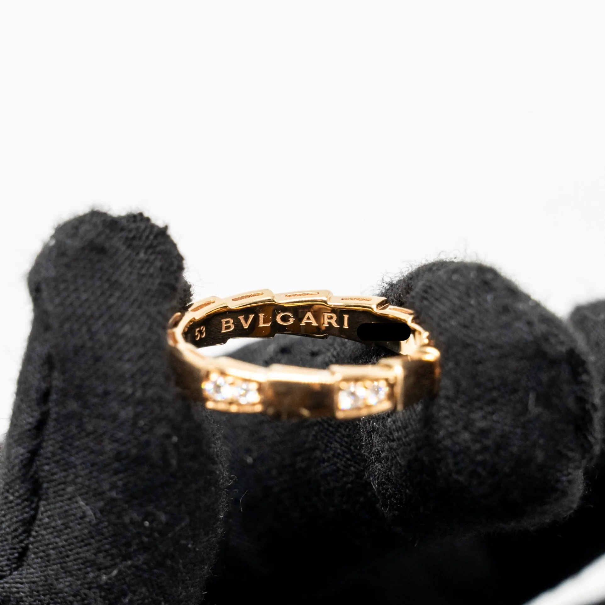 Bvlgari Size 53 Serpenti Viper Ring Rose Gold, Diamonds - Image 7