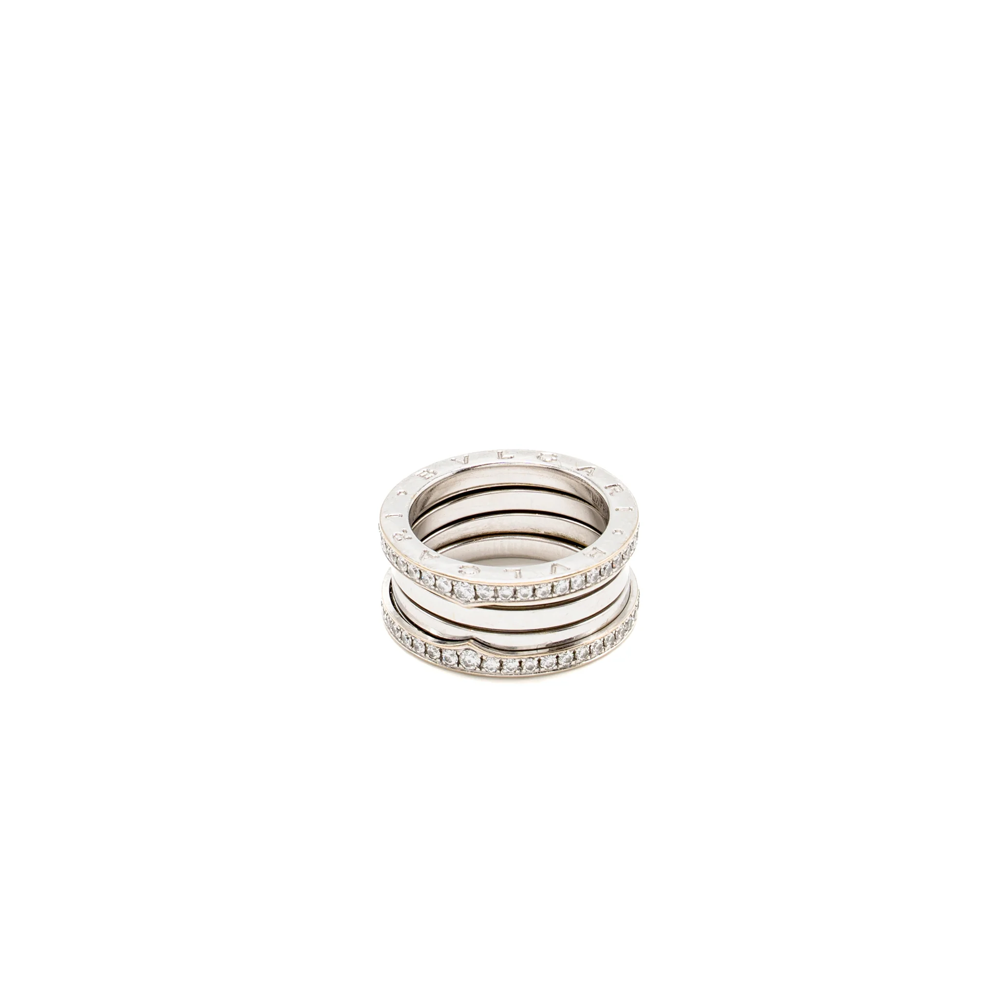 Bvlgari Size 57 B.zero1 Ring Four-Band White Gold With Diamonds - Image 3