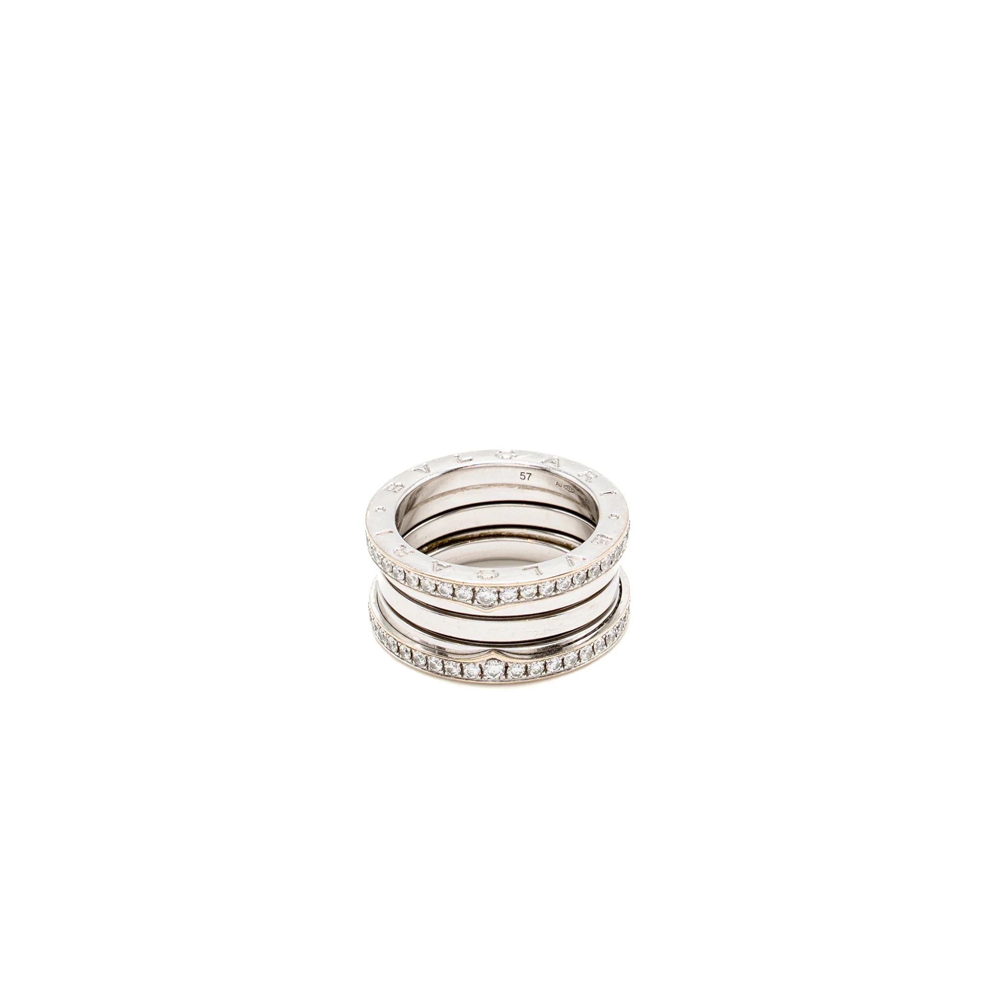 Bvlgari Size 57 B.zero1 Ring Four-Band White Gold With Diamonds - Image 4