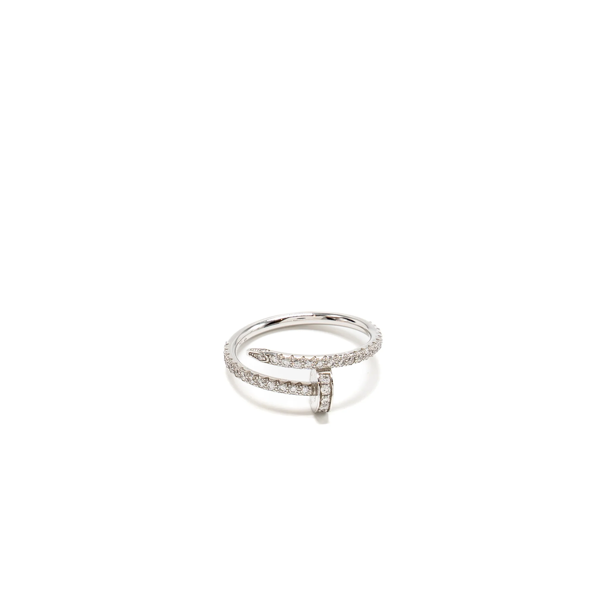 Cartier Size 51 Juste Un Clou Ring, Small Model, Semi-Paved White Gold With Diamonds