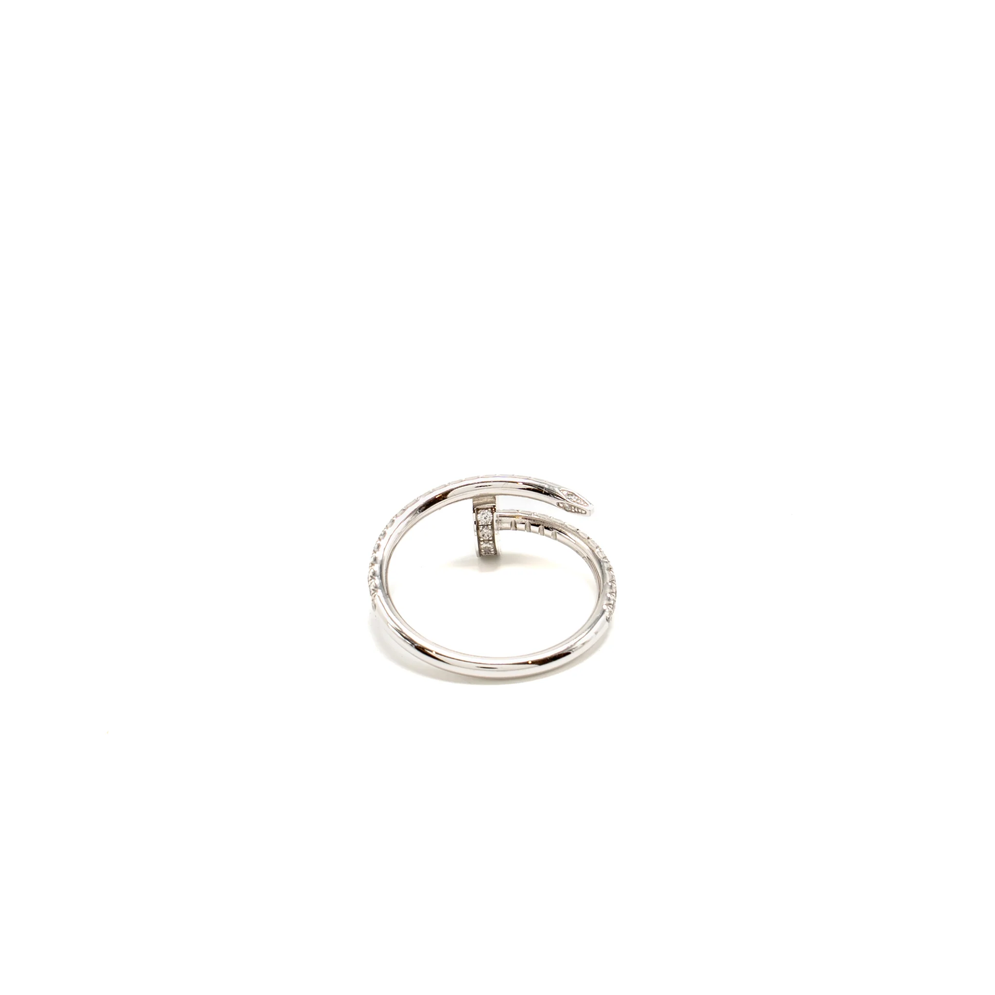 Cartier Size 51 Juste Un Clou Ring, Small Model, Semi-Paved White Gold With Diamonds - Image 4