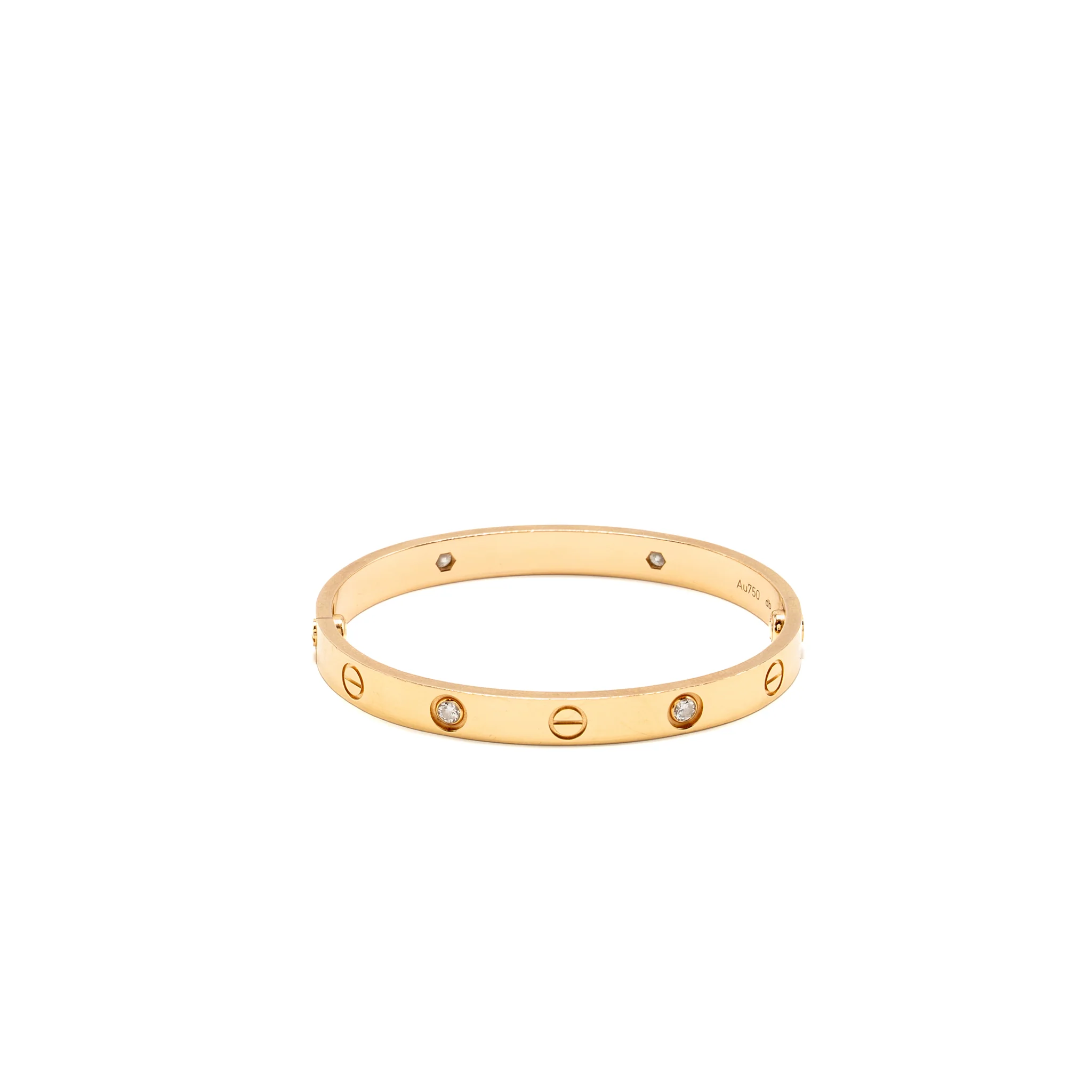 Cartier size 16 love bracelet rose gold with 4 diamonds