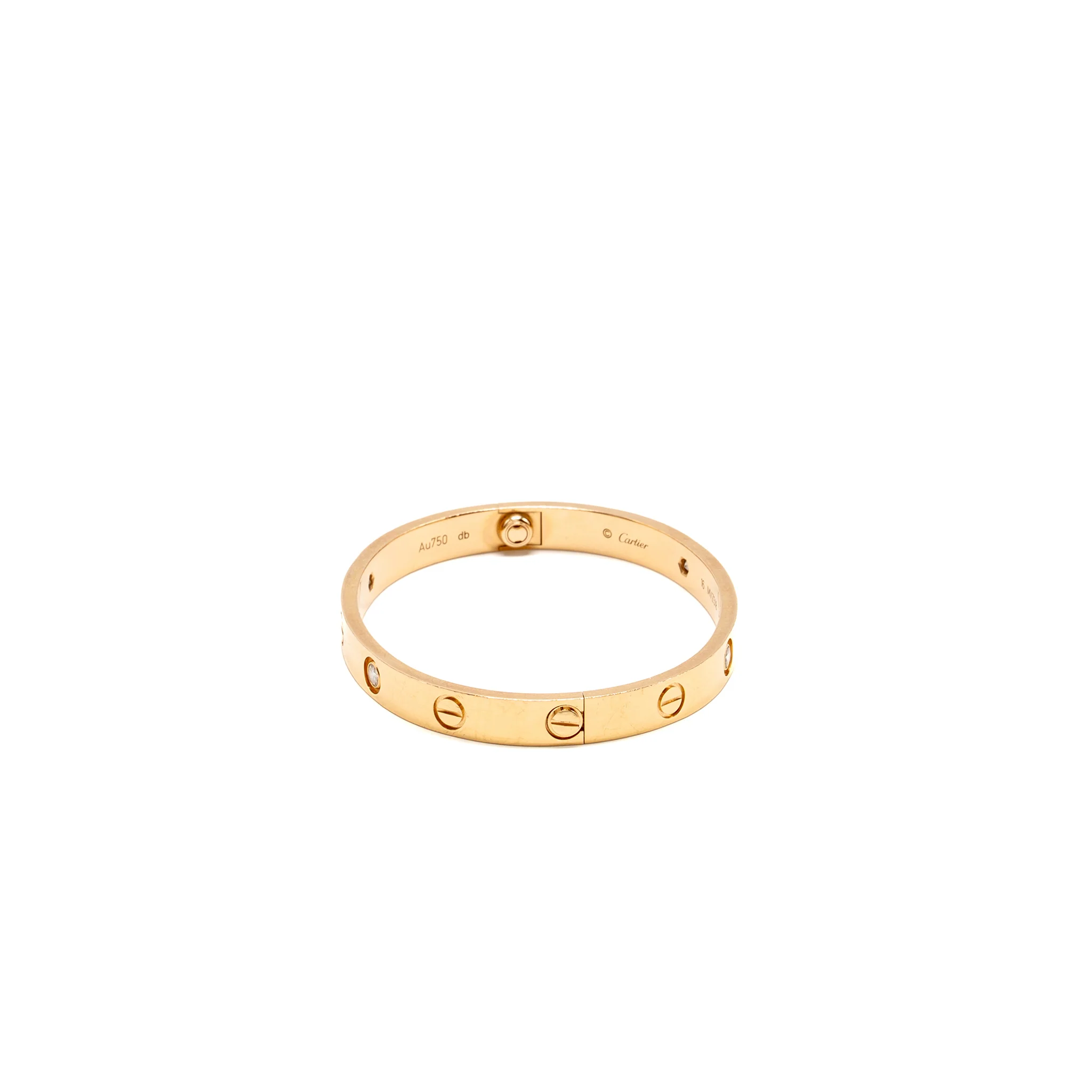 Cartier size 16 love bracelet rose gold with 4 diamonds - Image 3