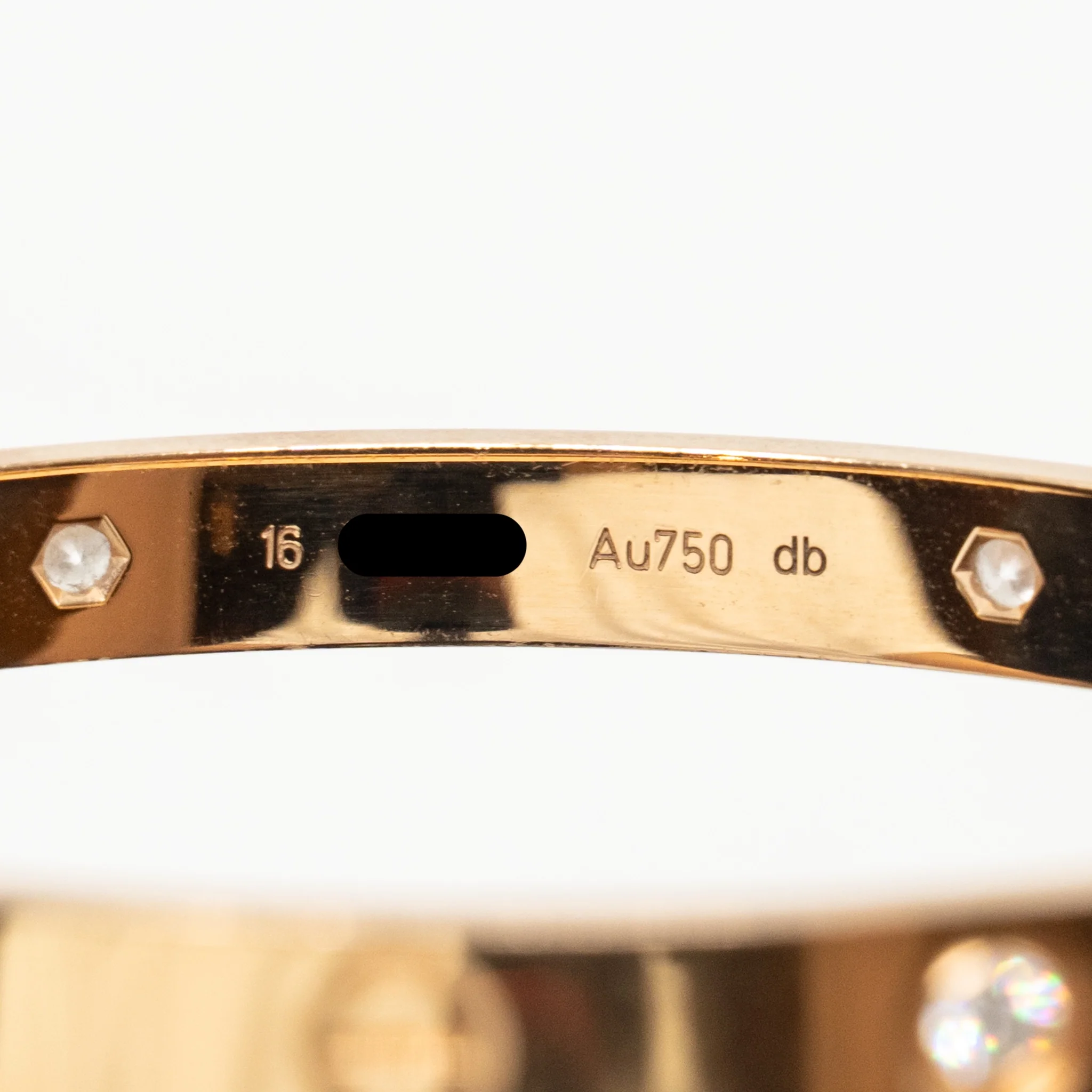 Cartier size 16 love bracelet rose gold with 4 diamonds - Image 6