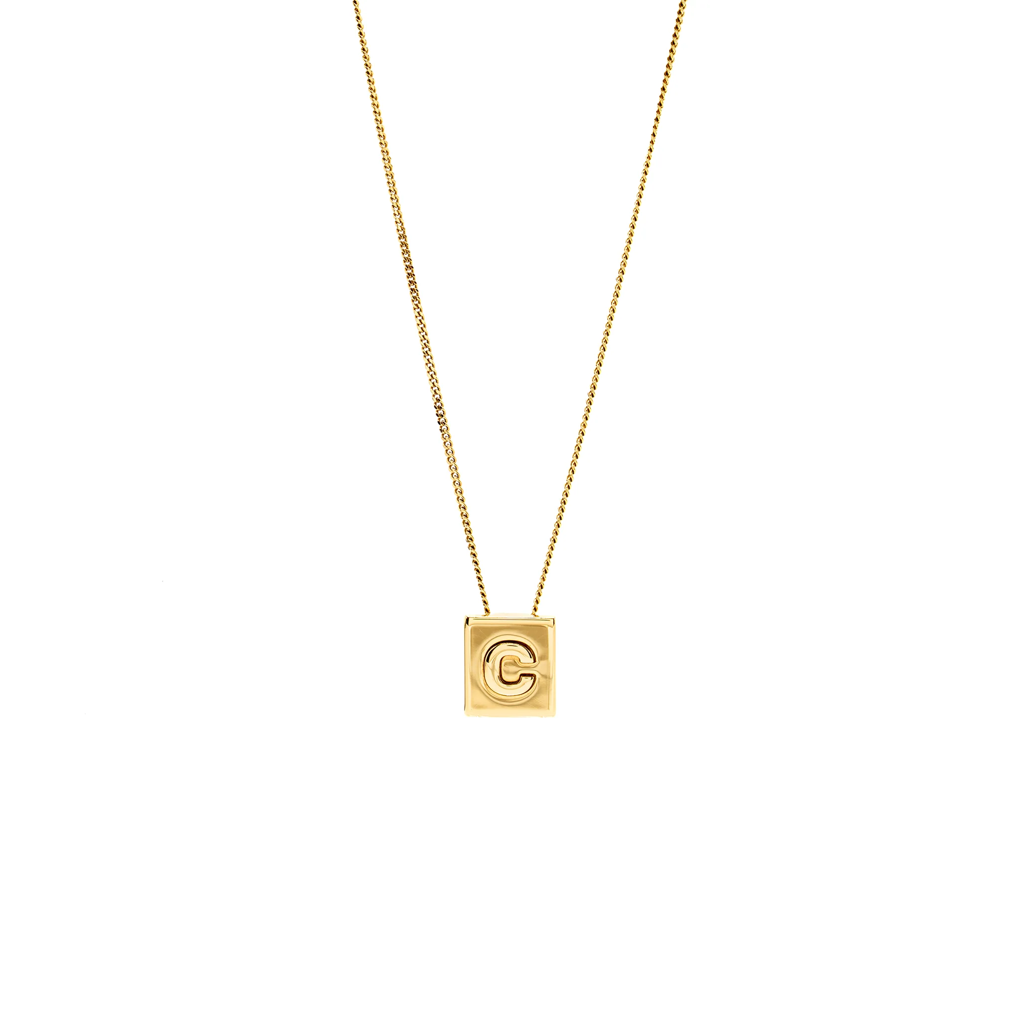 Celine Alphabet C Necklace In Brass Gold Tone